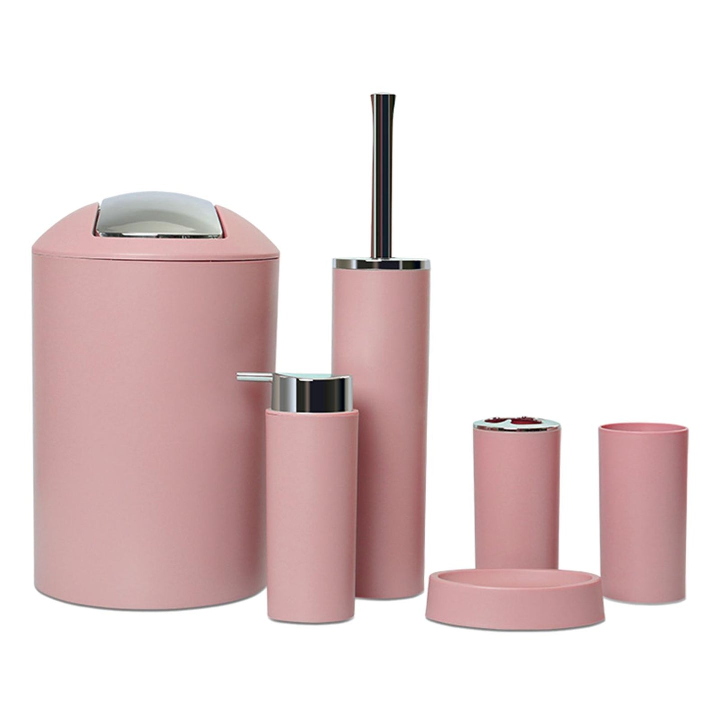 6x Bathroom Accessories Set Tumbler Toothbrush Holder Lotion Dispenser Pink