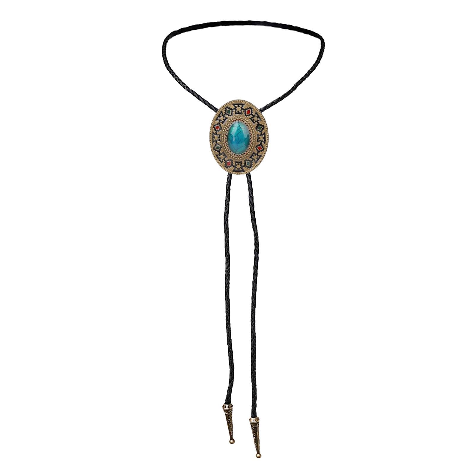 Turquoise Stone Bolo Tie Native Western American Cowboy Neckties for Men