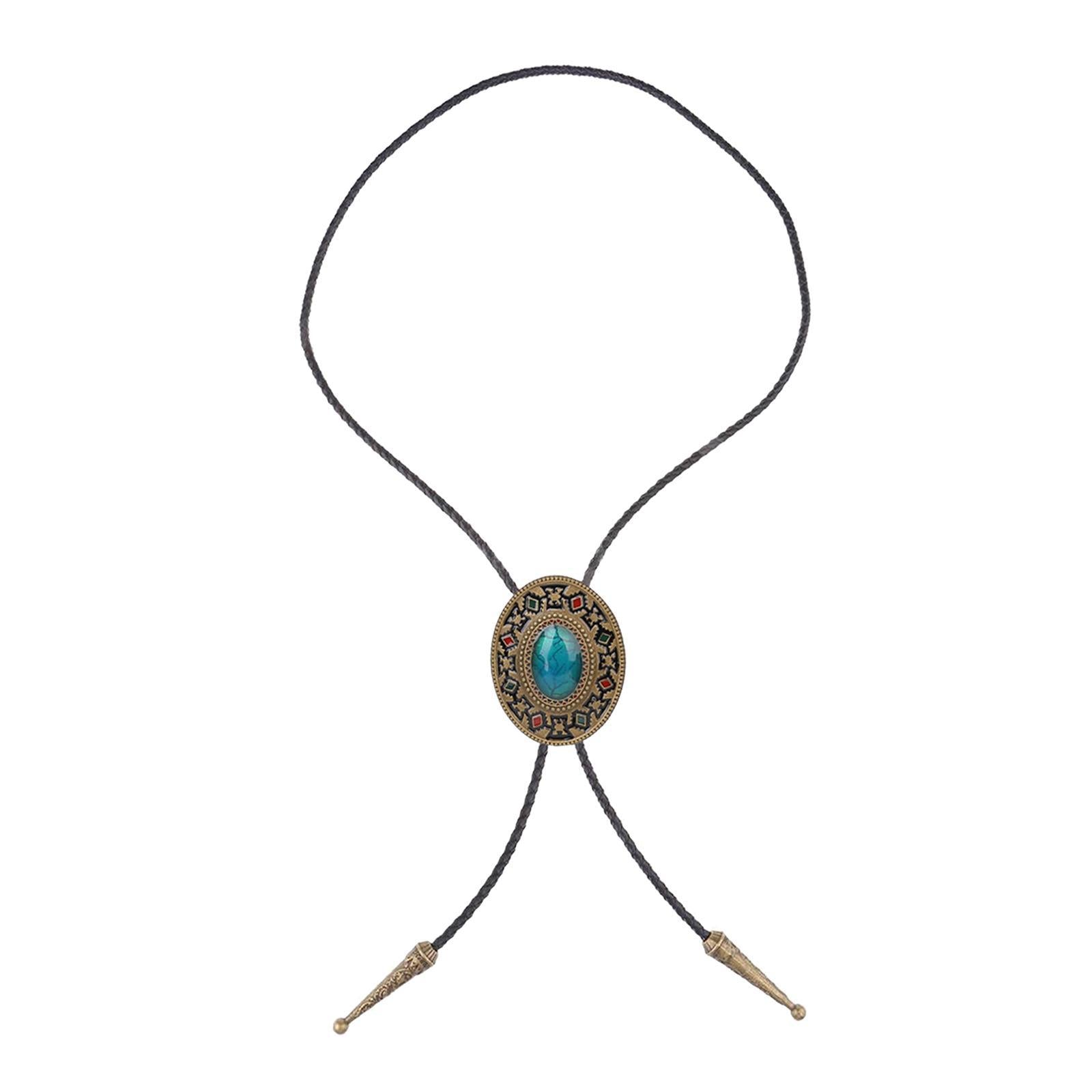 Turquoise Stone Bolo Tie Native Western American Cowboy Neckties for Men