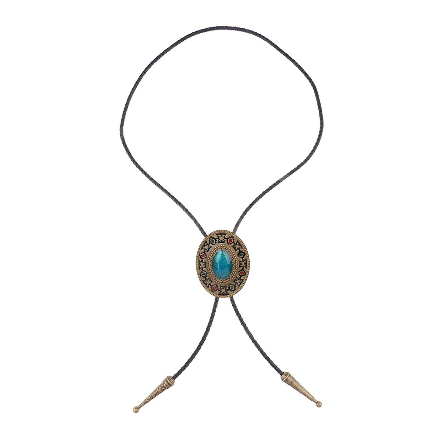 Turquoise Stone Bolo Tie Native Western American Cowboy Neckties for Men
