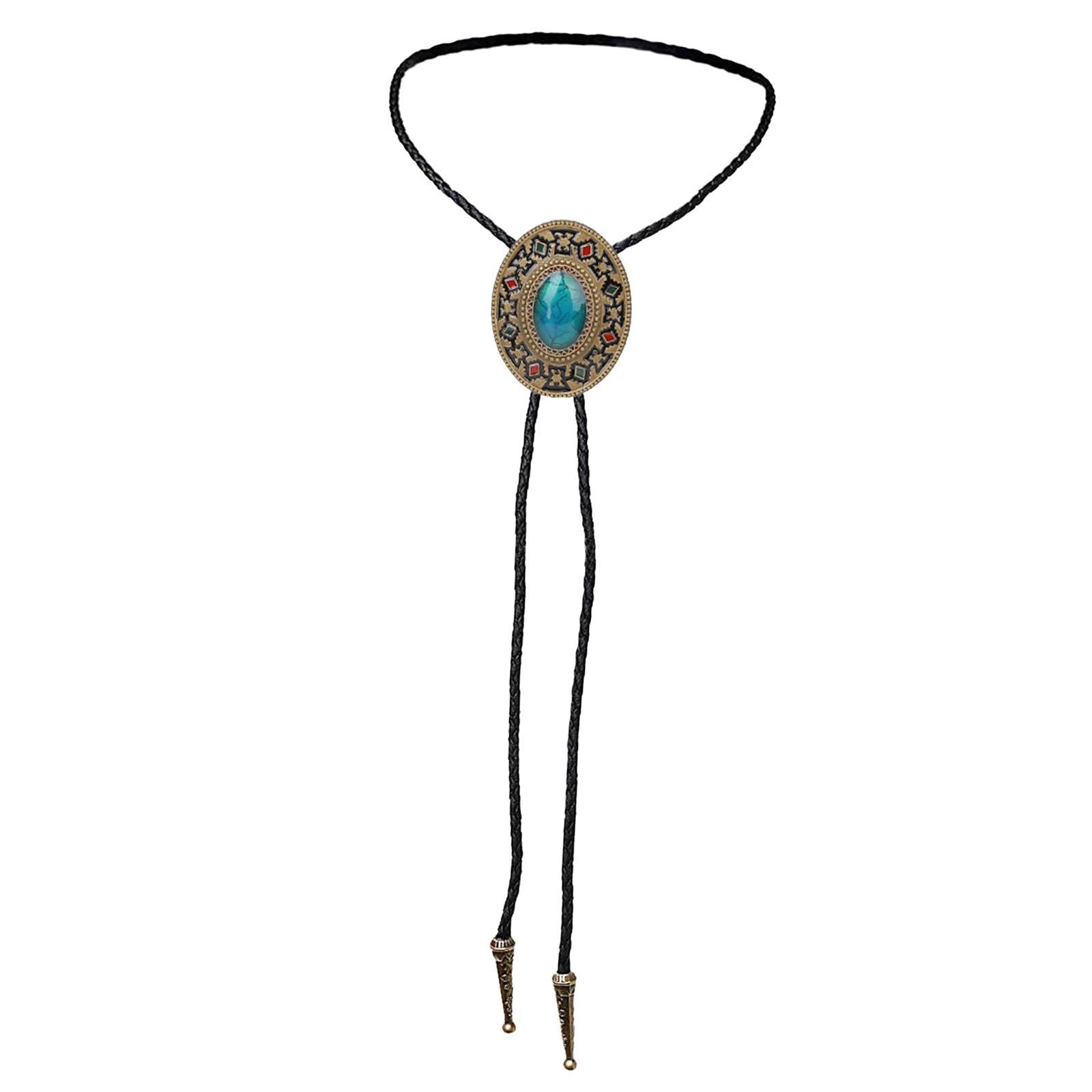 Turquoise Stone Bolo Tie Native Western American Cowboy Neckties for Men