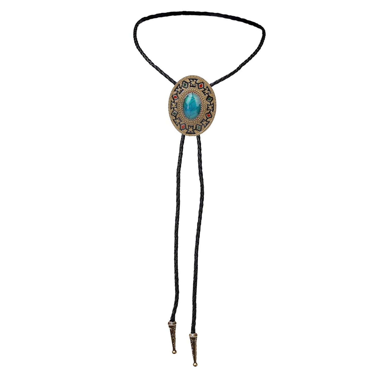Turquoise Stone Bolo Tie Native Western American Cowboy Neckties for Men