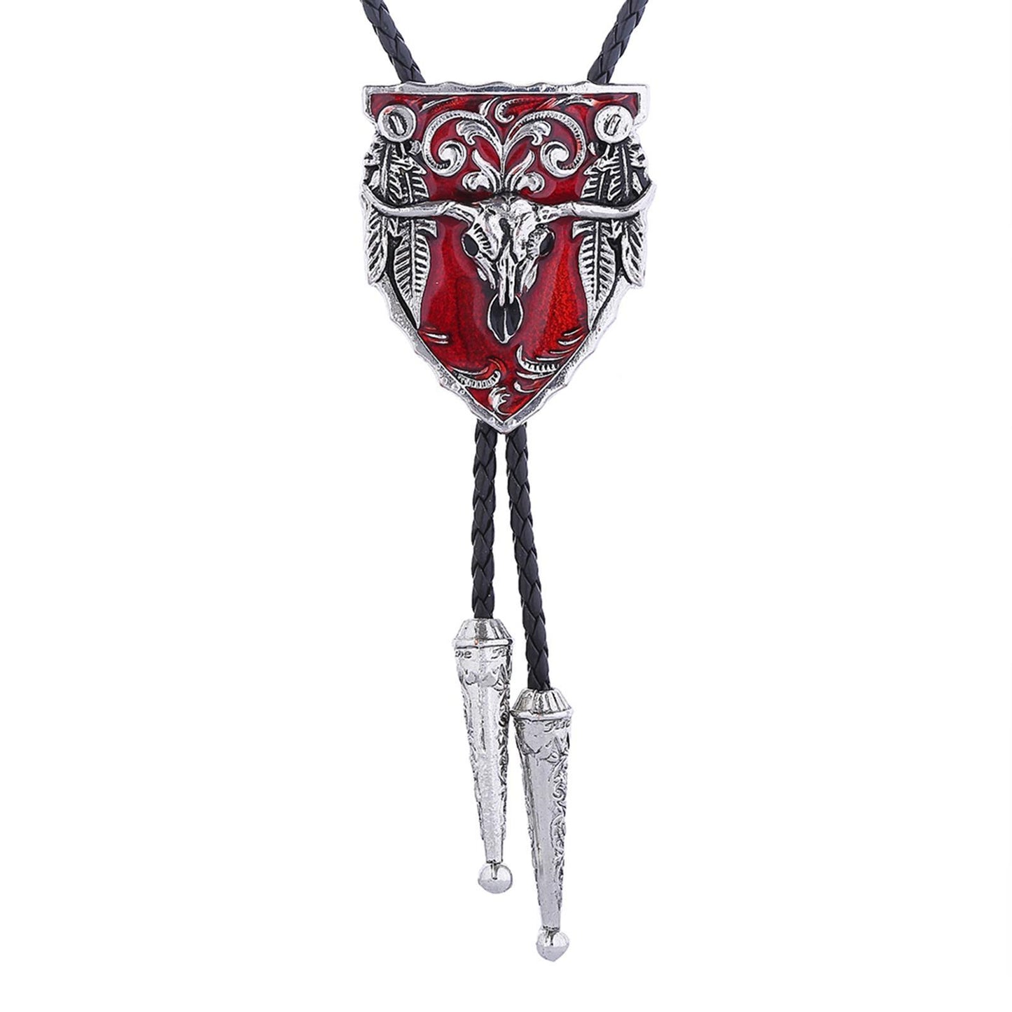 Mens Bolo Tie Necklace Pendant Fancy Charm Jewelry Fashion Accessory Red