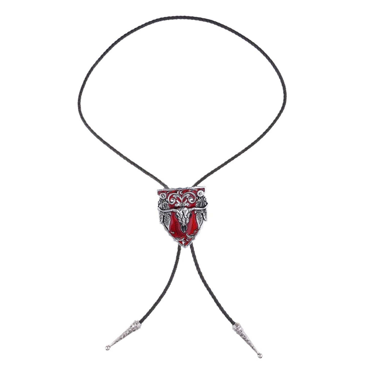 Mens Bolo Tie Necklace Pendant Fancy Charm Jewelry Fashion Accessory Red