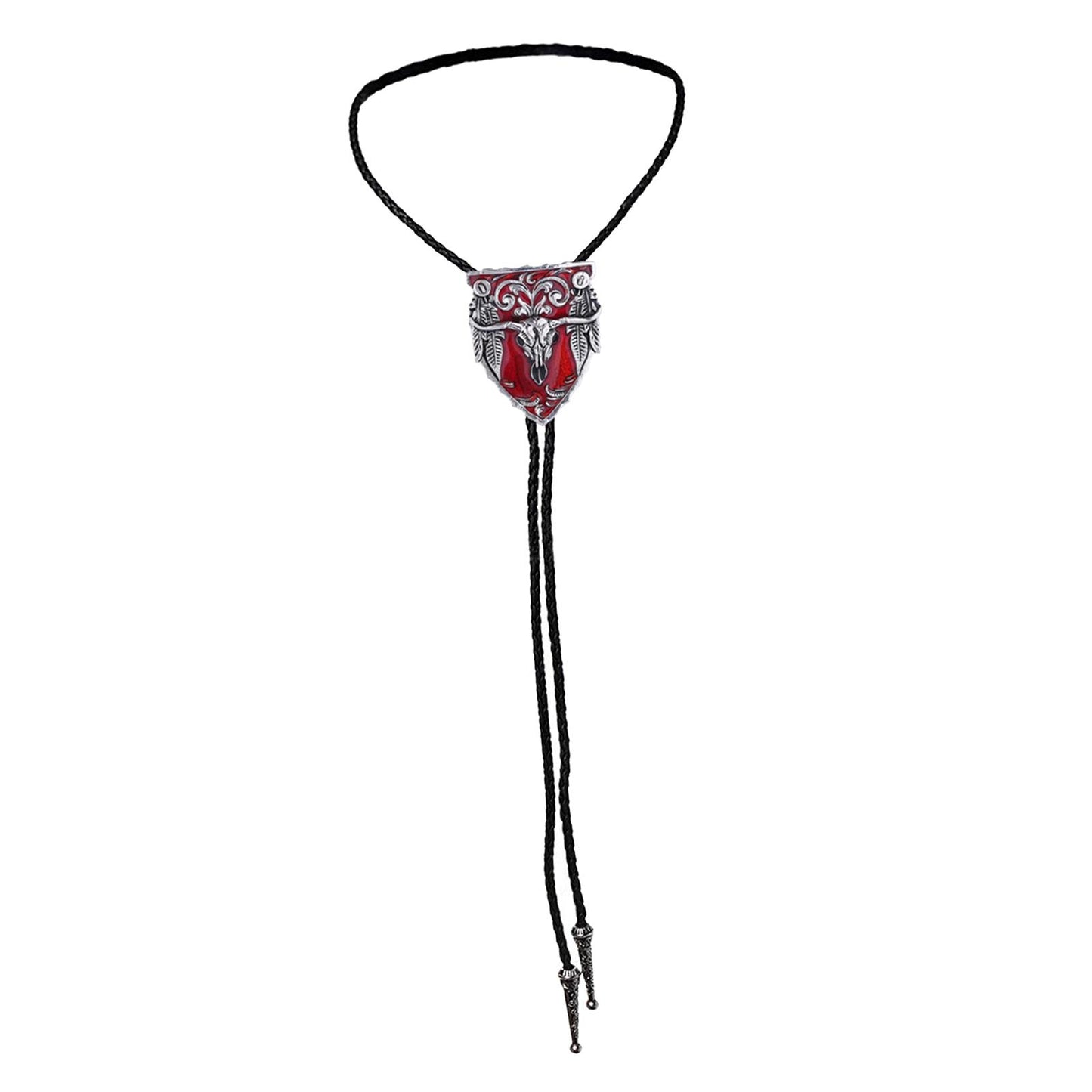 Mens Bolo Tie Necklace Pendant Fancy Charm Jewelry Fashion Accessory Red
