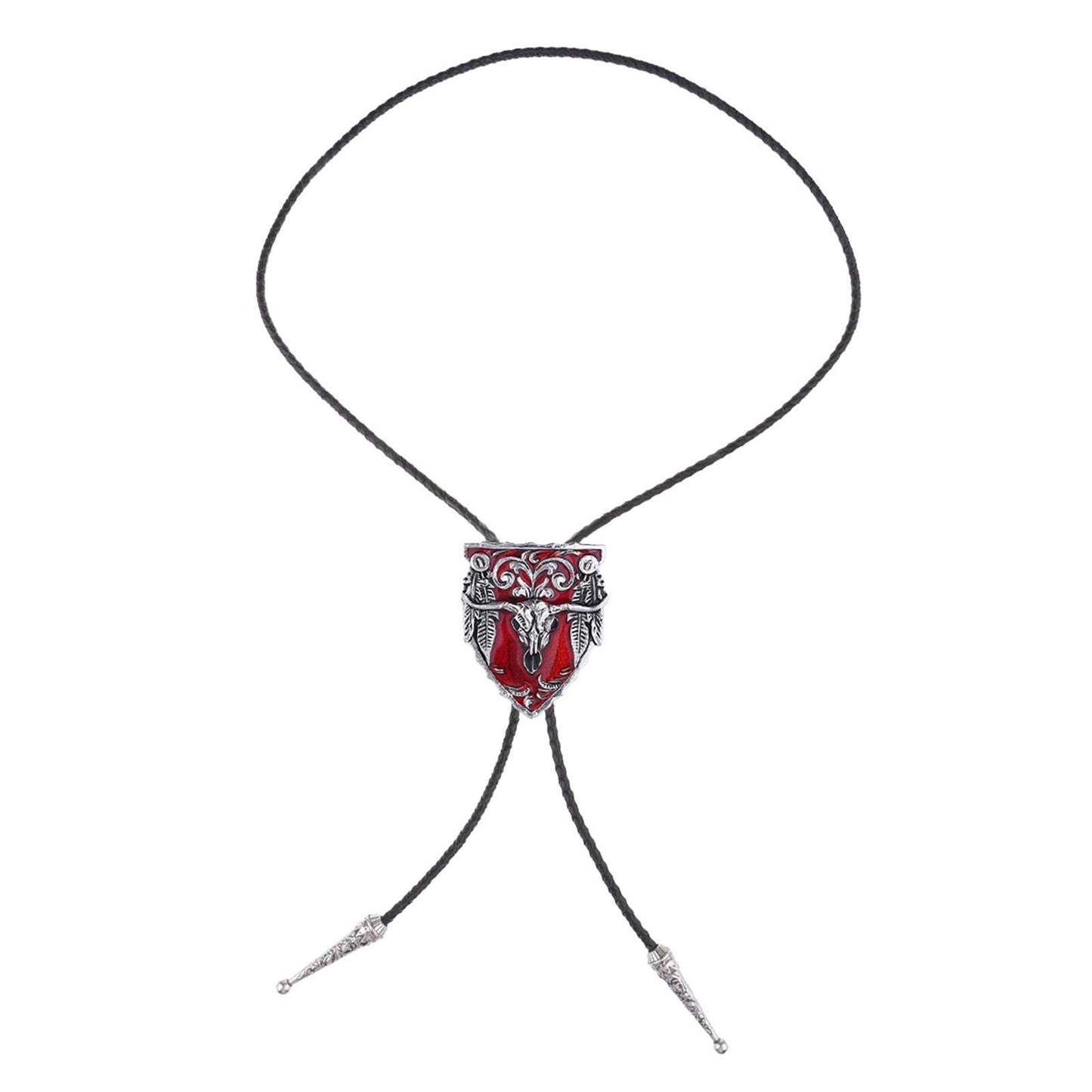 Mens Bolo Tie Necklace Pendant Fancy Charm Jewelry Fashion Accessory Red