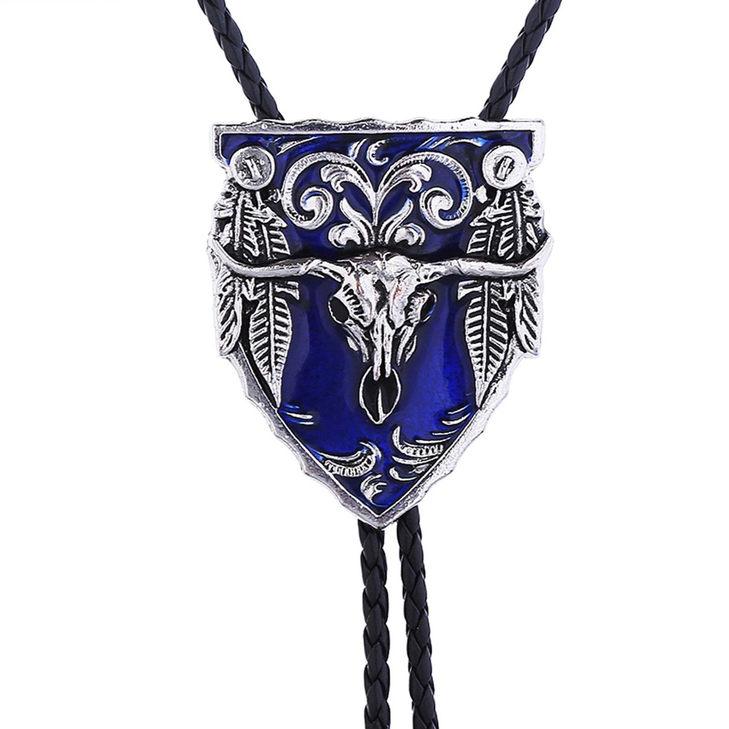 Mens Bolo Tie Necklace Pendant Fancy Charm Jewelry Fashion Accessory Blue