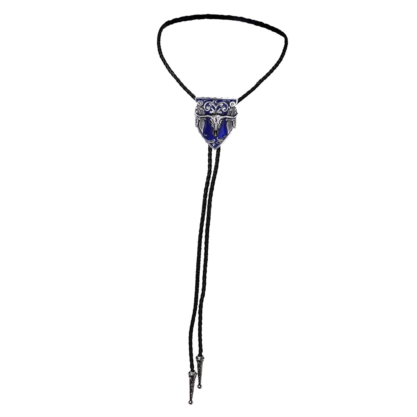 Mens Bolo Tie Necklace Pendant Fancy Charm Jewelry Fashion Accessory Blue