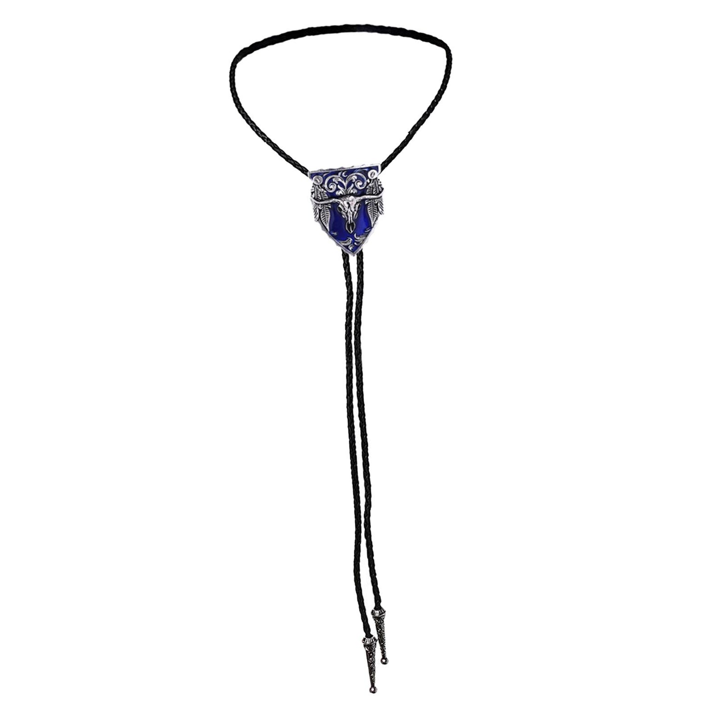 Mens Bolo Tie Necklace Pendant Fancy Charm Jewelry Fashion Accessory Blue