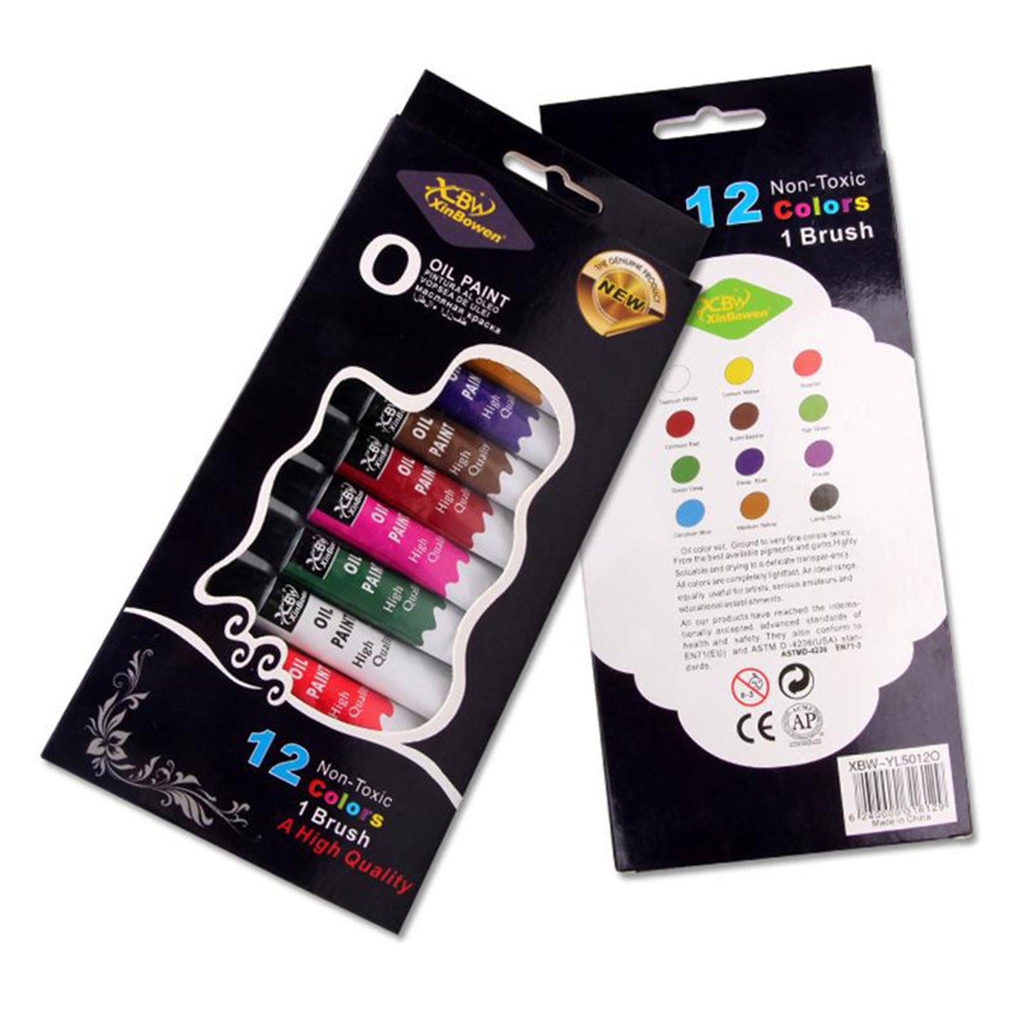 Premium 12ml Oil Paints Tubes Set Paint Pigment Canvas Landscape Brush Tools