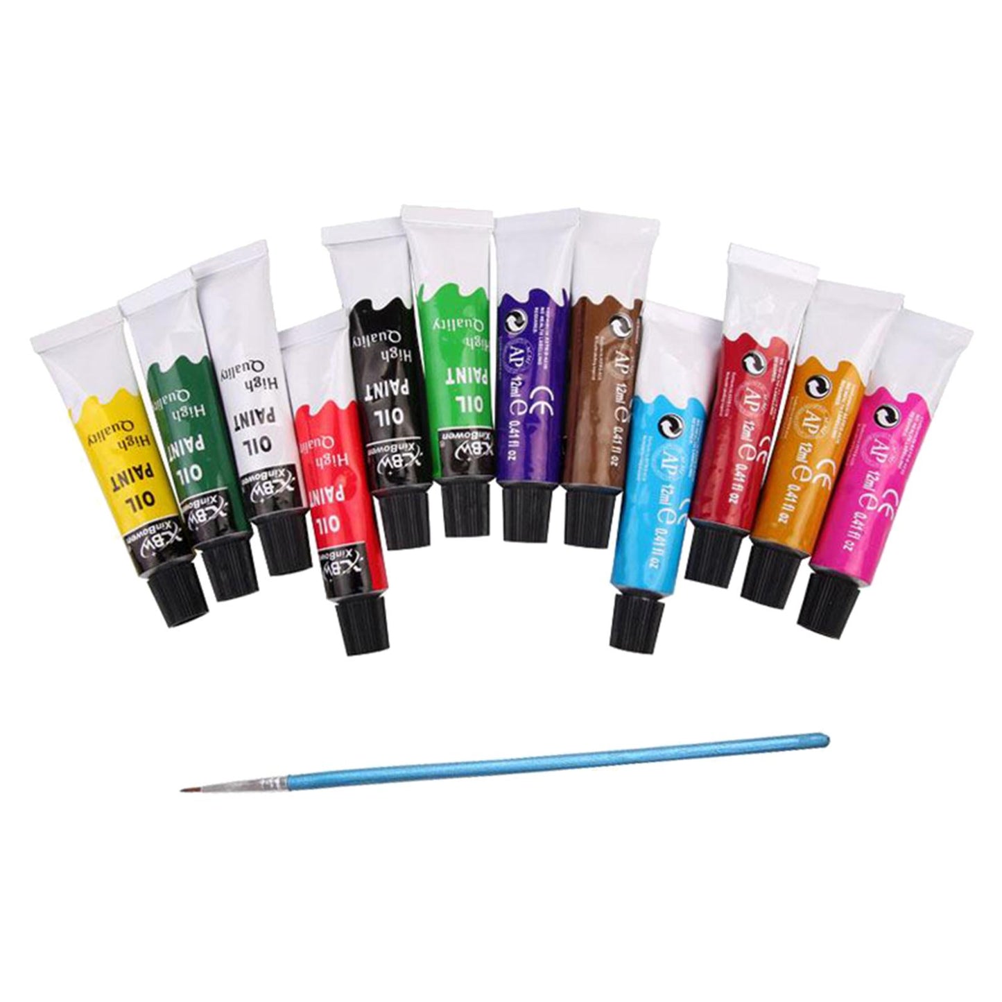 Premium 12ml Oil Paints Tubes Set Paint Pigment Canvas Landscape Brush Tools