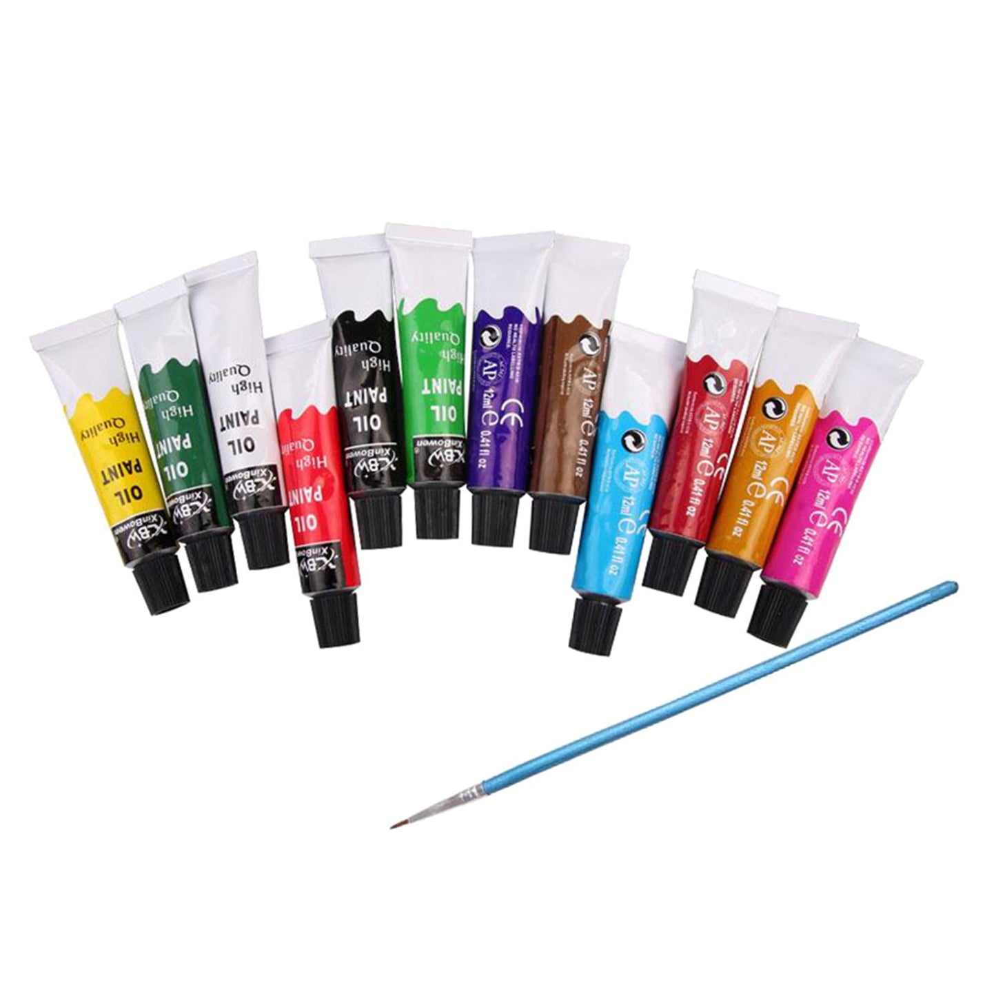 Premium 12ml Oil Paints Tubes Set Paint Pigment Canvas Landscape Brush Tools