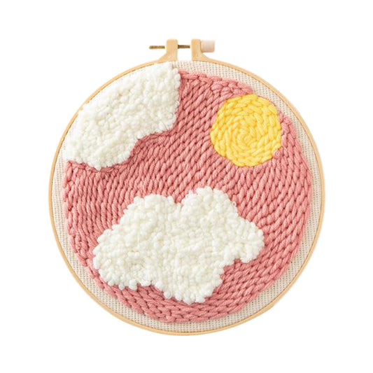 Moon Star Punch Needle Kit Soft Yarn DIY Needlework Embroidery Craft B