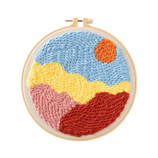Moon Star Punch Needle Kit Soft Yarn DIY Needlework Embroidery Craft C