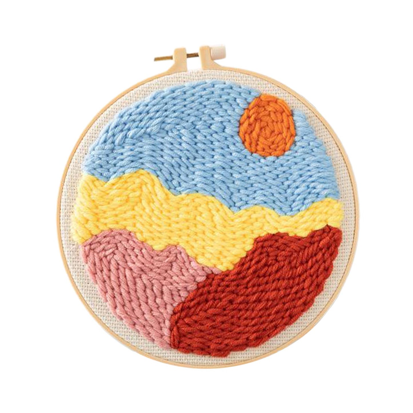 Moon Star Punch Needle Kit Soft Yarn DIY Needlework Embroidery Craft C