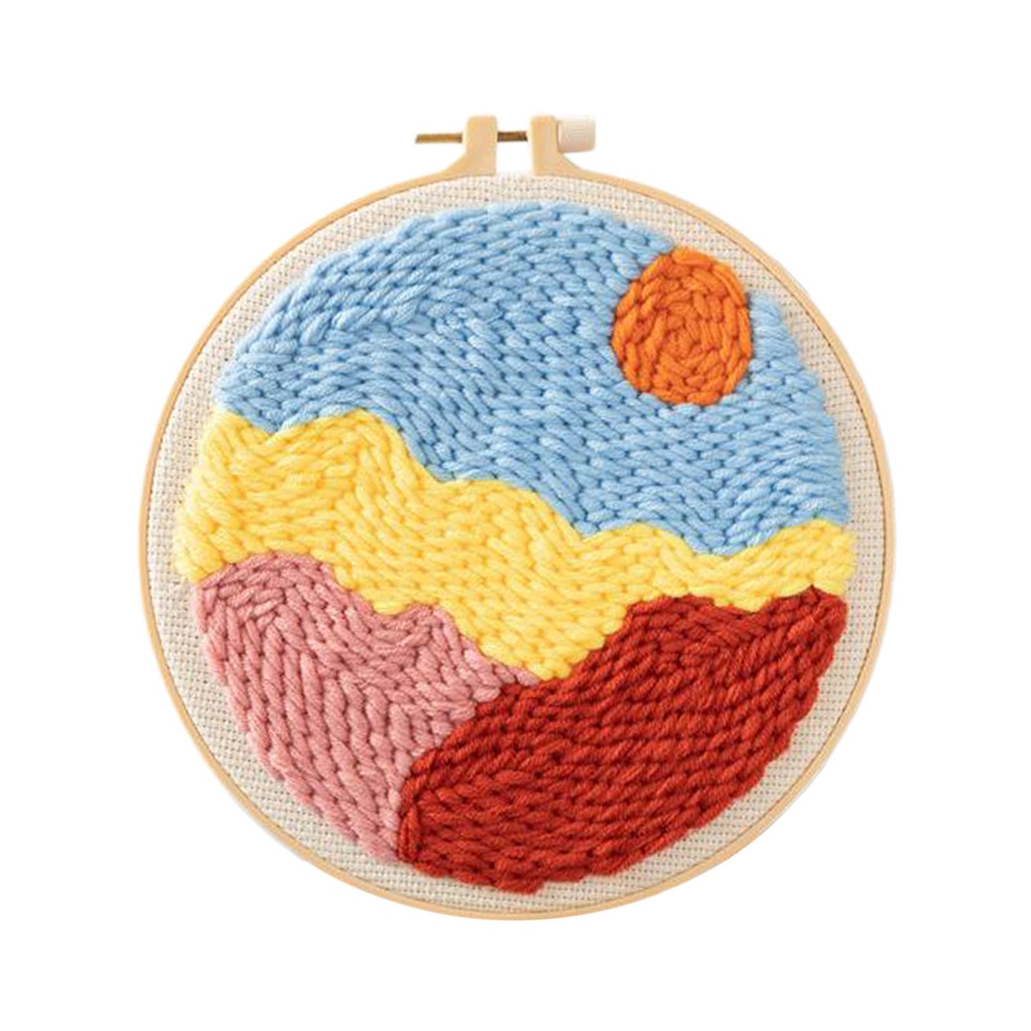 Moon Star Punch Needle Kit Soft Yarn DIY Needlework Embroidery Craft C