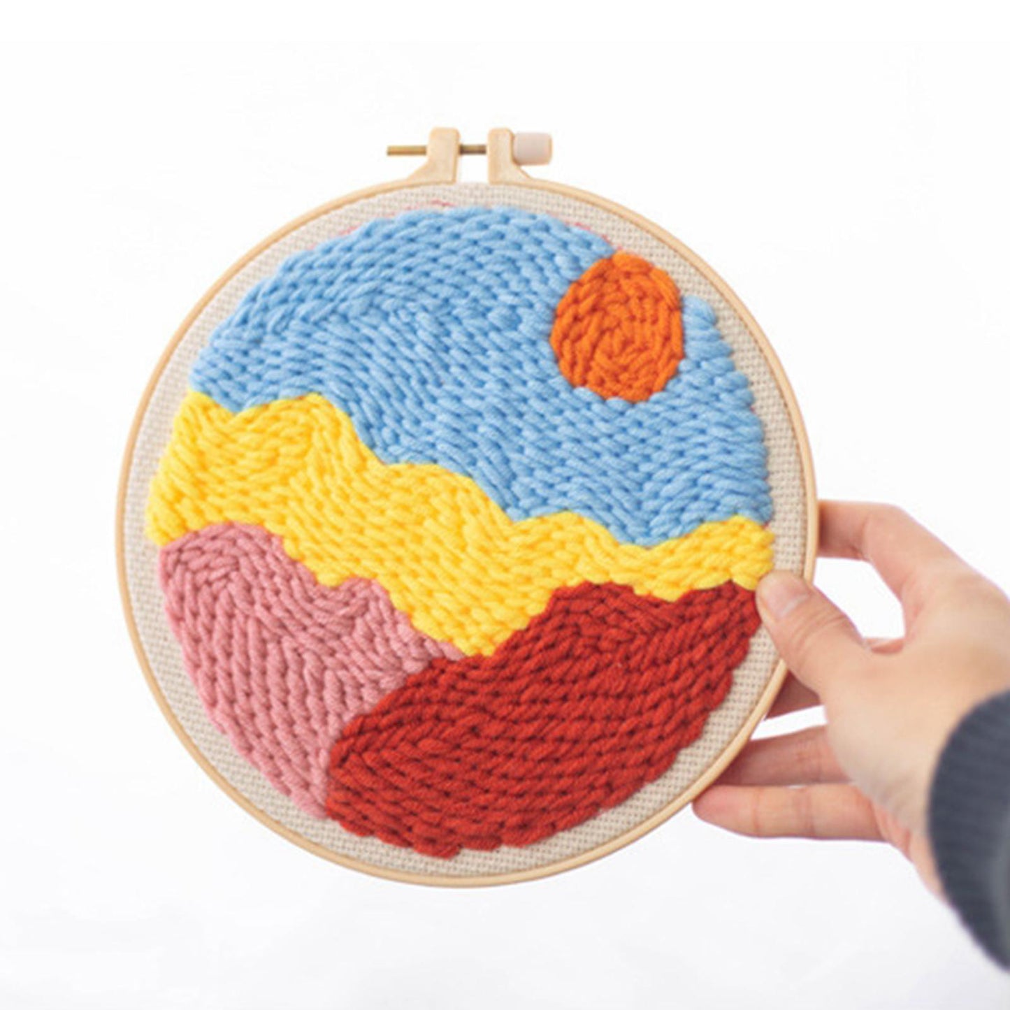 Moon Star Punch Needle Kit Soft Yarn DIY Needlework Embroidery Craft C