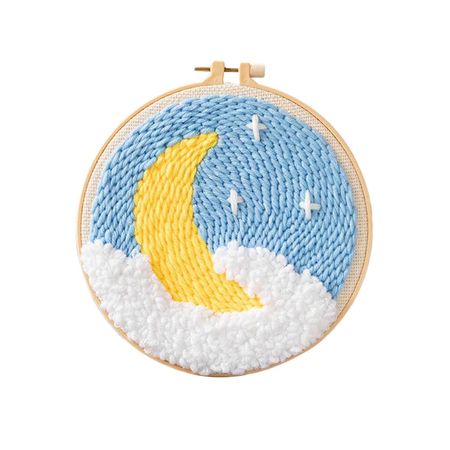 Moon Star Punch Needle Kit Soft Yarn DIY Needlework Embroidery Craft D
