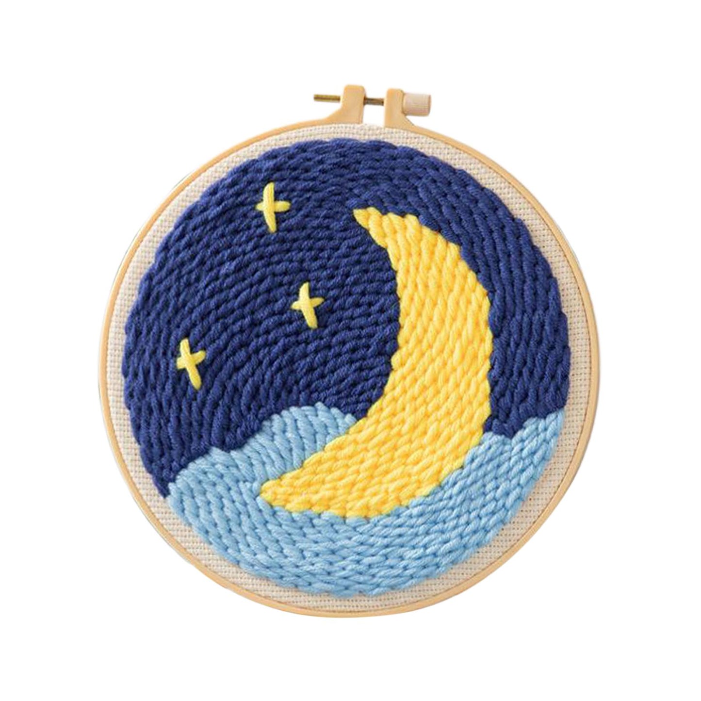 Moon Star Punch Needle Kit Soft Yarn DIY Needlework Embroidery Craft E