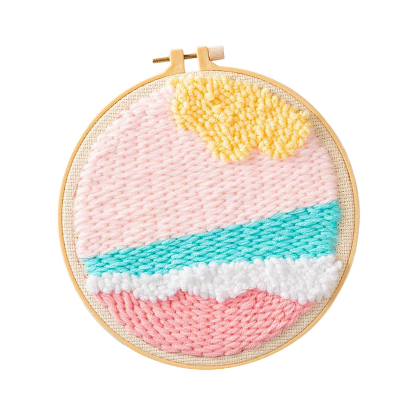 Moon Star Punch Needle Kit Soft Yarn DIY Needlework Embroidery Craft H