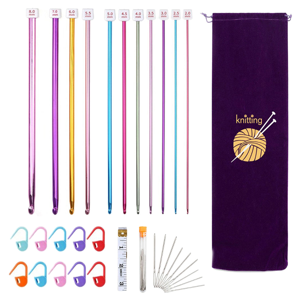 32x Stainless Crochet Hooks Needles Knitting Set Weave Craft Yarn Multicolor