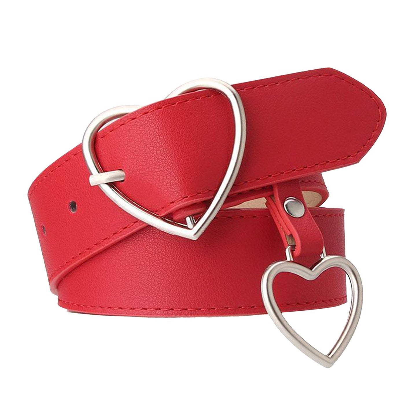 Heart Shape Women Belts Leather Waist Band Jeans Pants Dress Belts Red