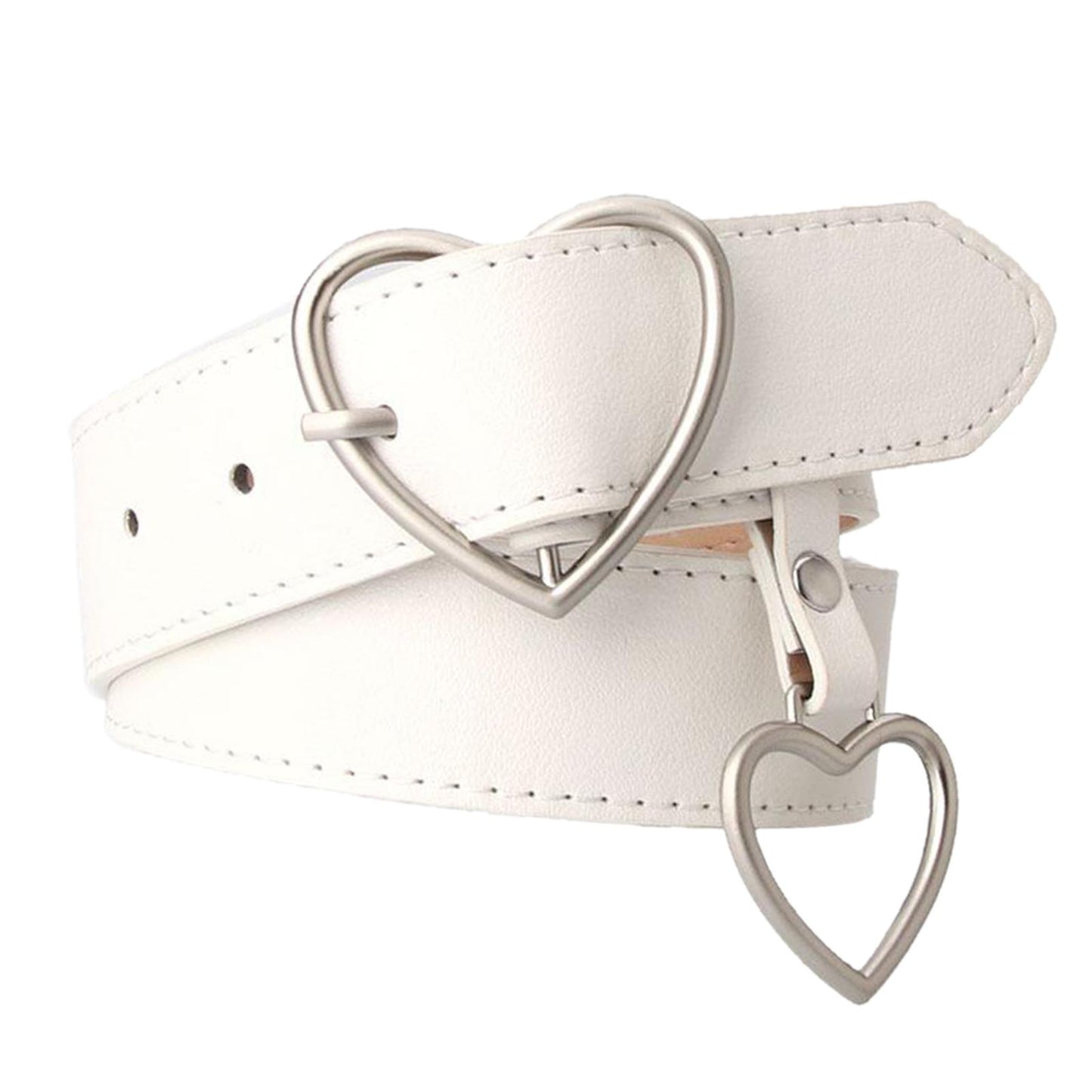 Heart Shape Women Belts Leather Waist Band Jeans Pants Dress Belts White