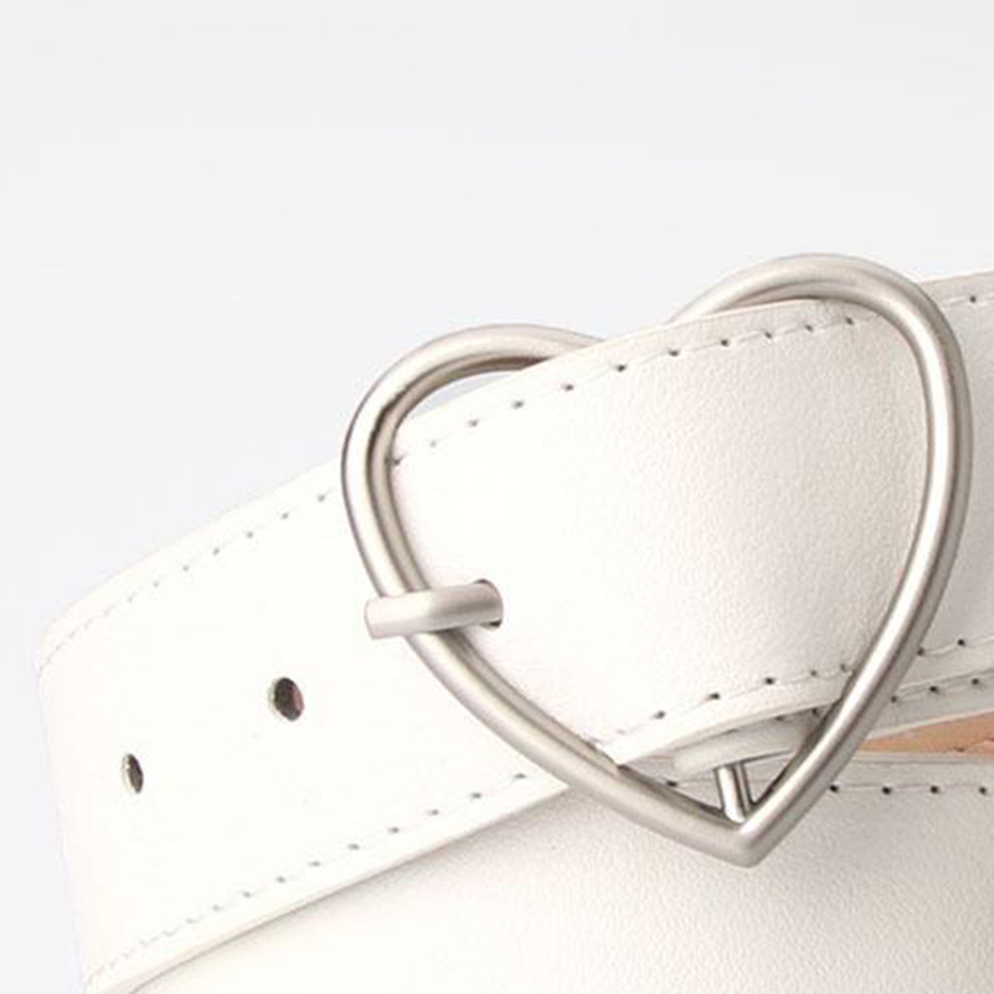 Heart Shape Women Belts Leather Waist Band Jeans Pants Dress Belts White