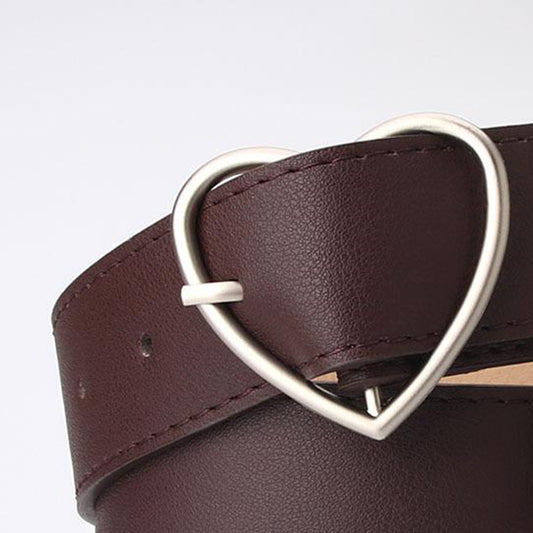 Heart Shape Women Belts Leather Waist Band Jeans Pants Dress Belts Coffee