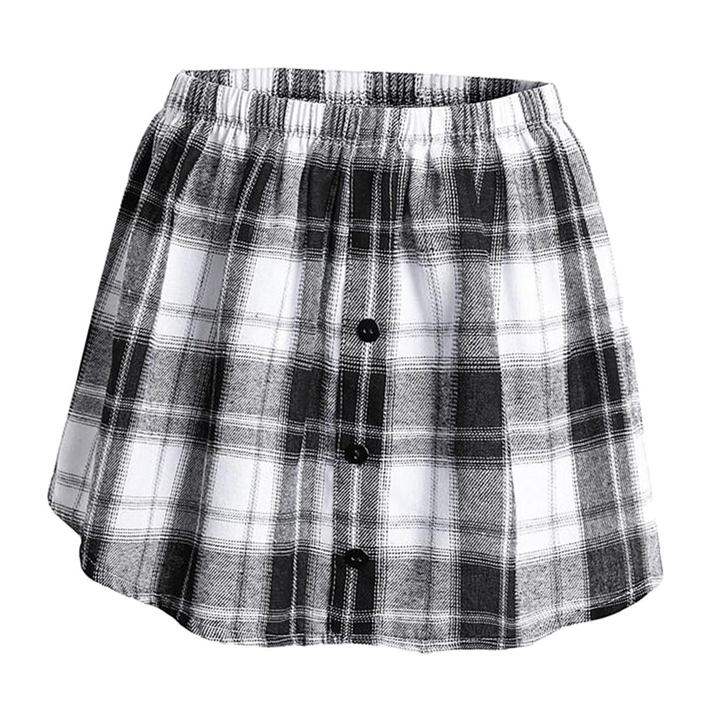Plaid Half Skirt Girls T-Shirt Hoodies False Bottom Extender Down White