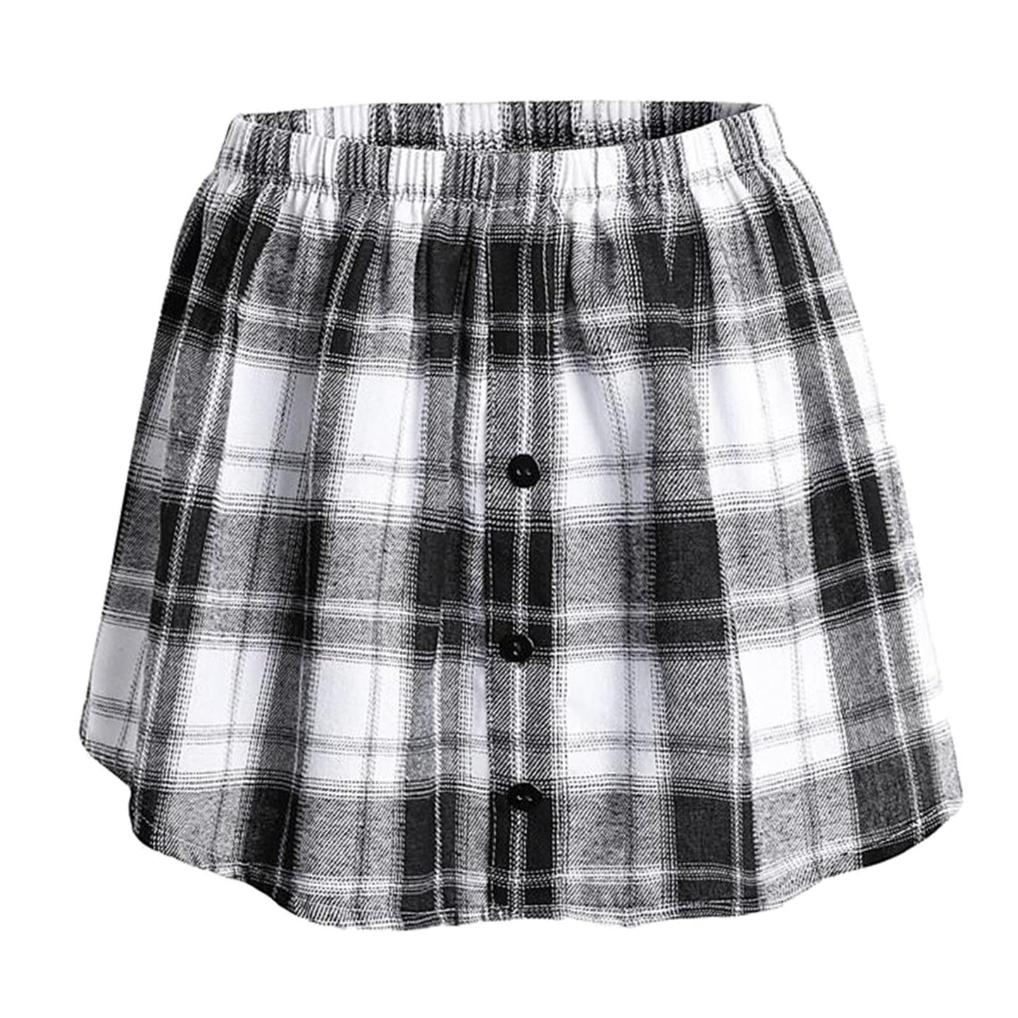 Plaid Half Skirt Girls T-Shirt Hoodies False Bottom Extender Down White