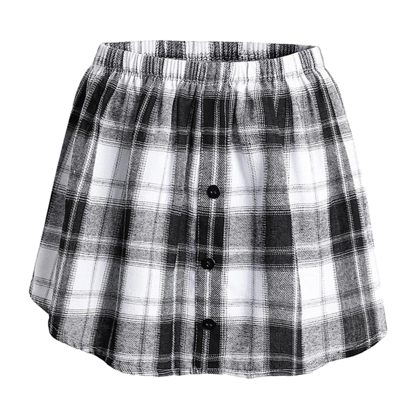 Plaid Half Skirt Girls T-Shirt Hoodies False Bottom Extender Down White