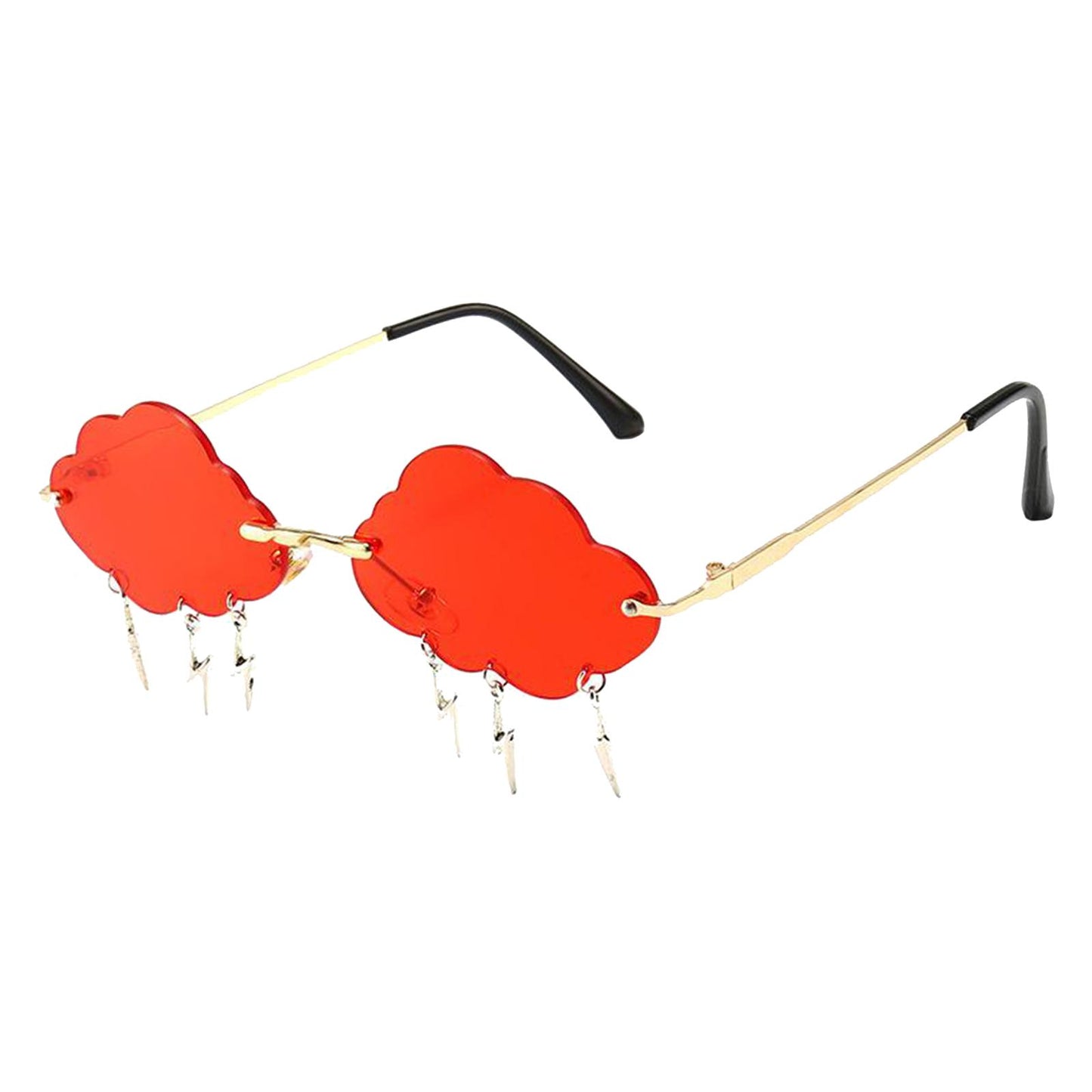 Cloud Sunglasses Lightning Tassel Pendants Colored Lens Eyewear Red