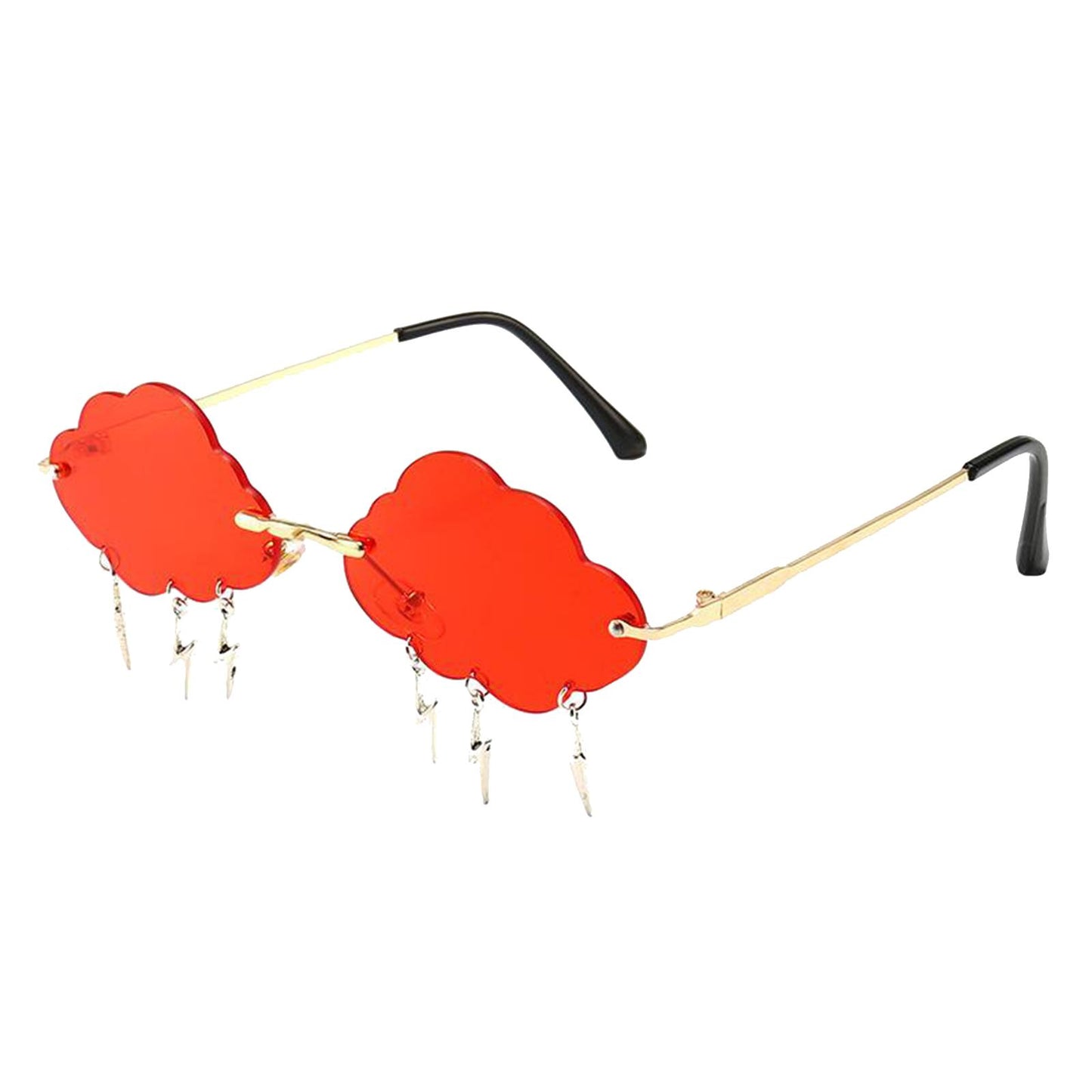 Cloud Sunglasses Lightning Tassel Pendants Colored Lens Eyewear Red