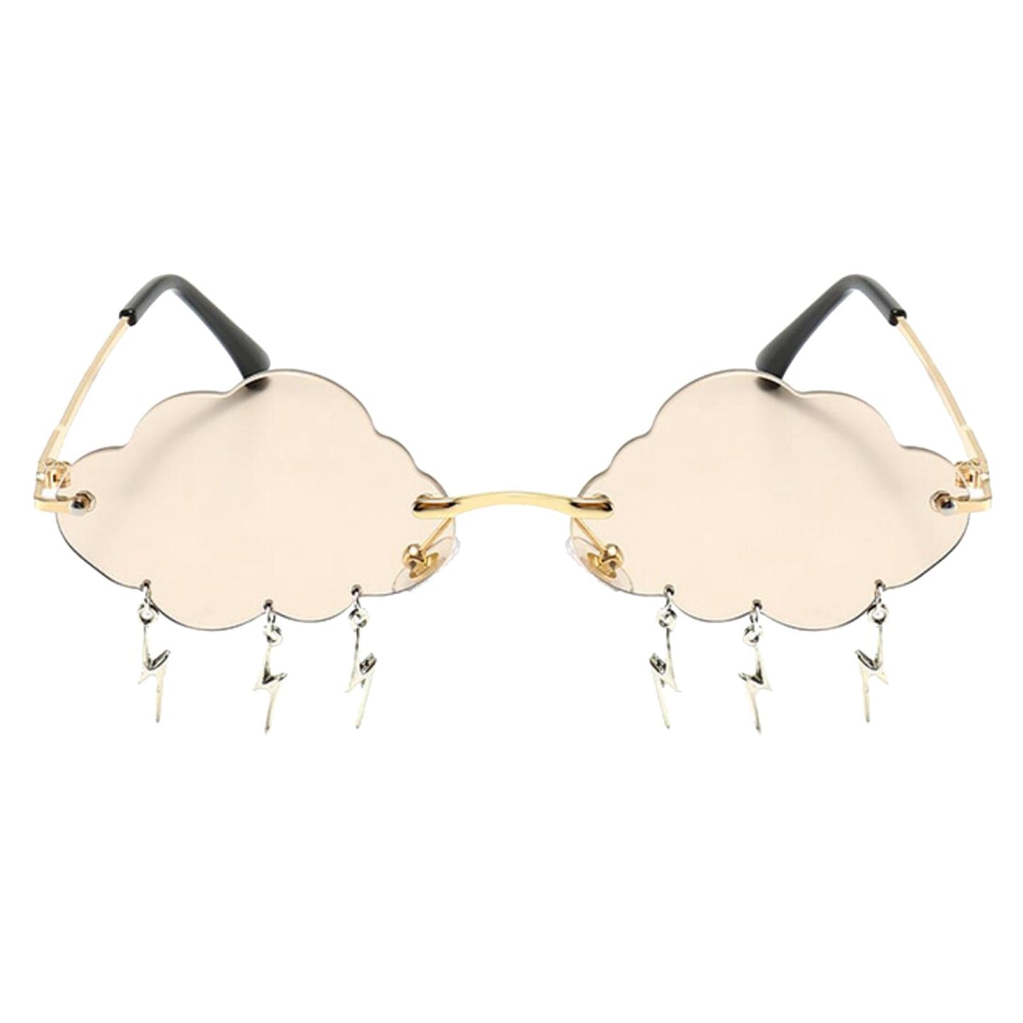 Cloud Sunglasses Lightning Tassel Pendants Colored Lens Eyewear Champagne