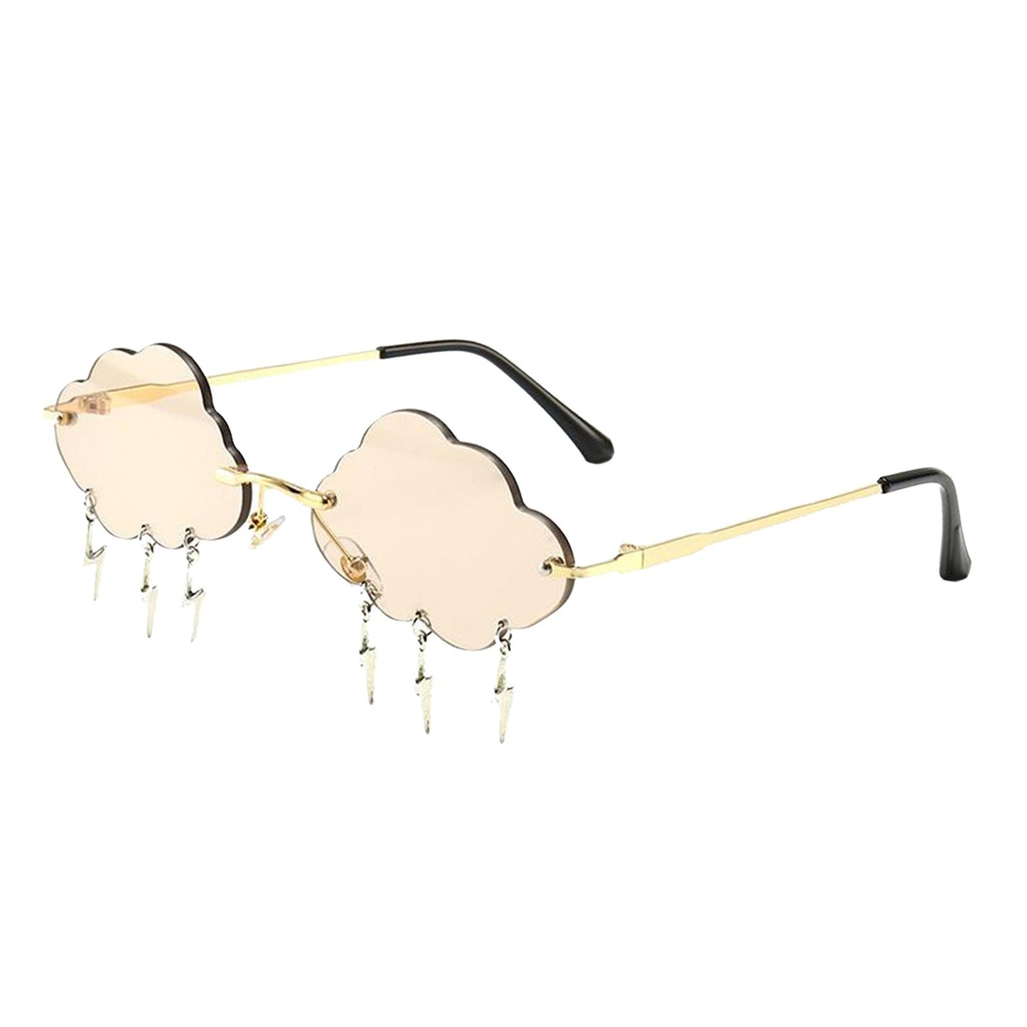 Cloud Sunglasses Lightning Tassel Pendants Colored Lens Eyewear Champagne