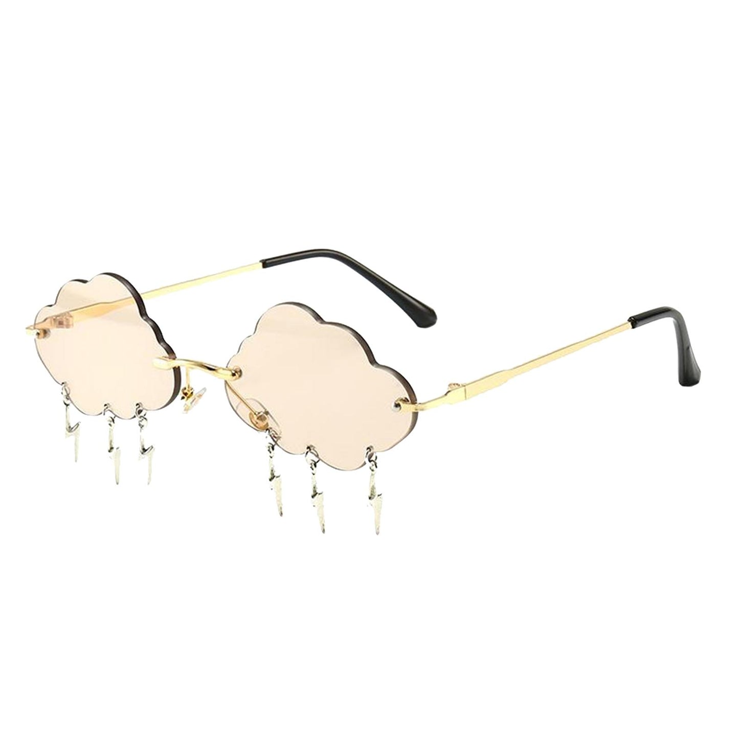 Cloud Sunglasses Lightning Tassel Pendants Colored Lens Eyewear Champagne