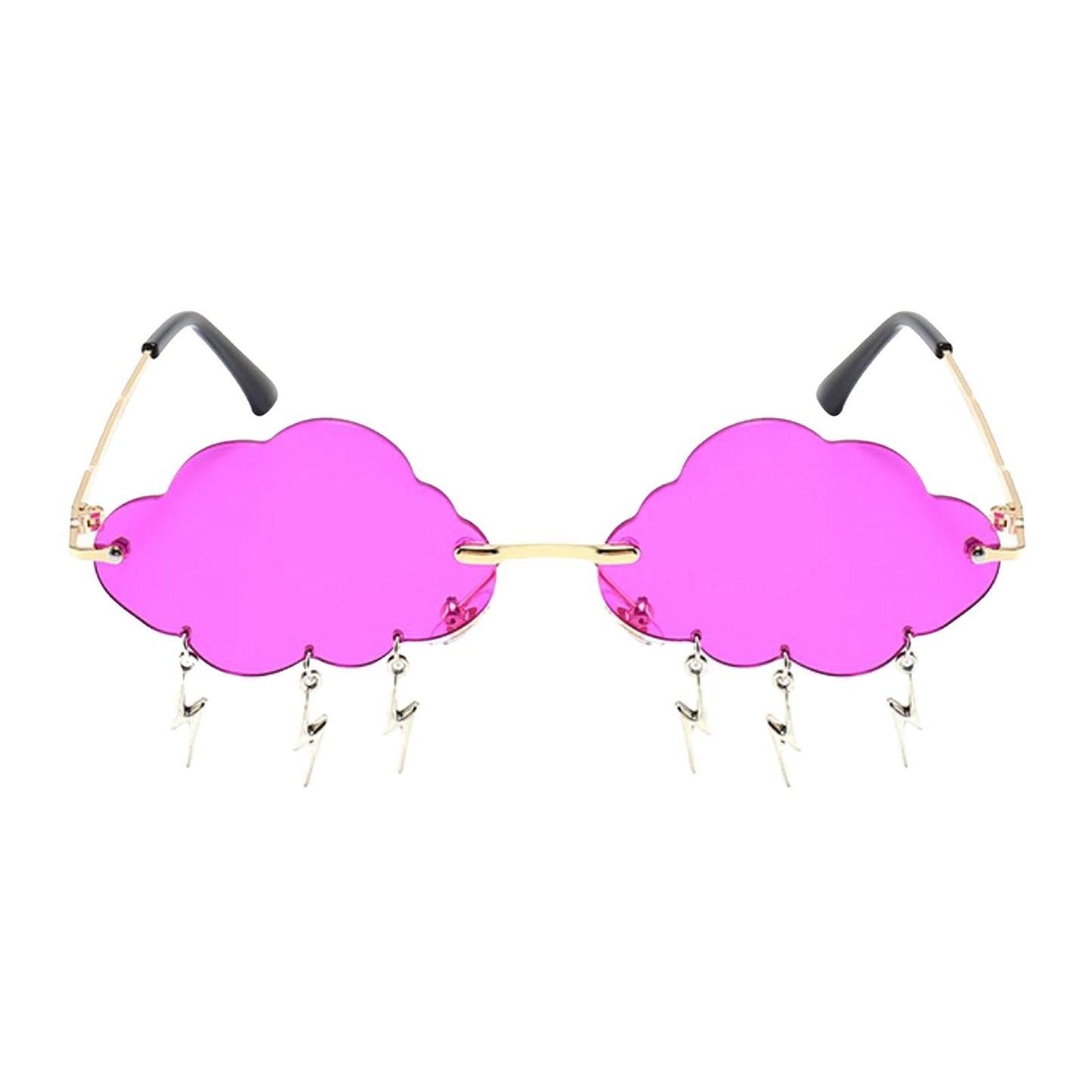 Cloud Sunglasses Lightning Tassel Pendants Colored Lens Eyewear Purple