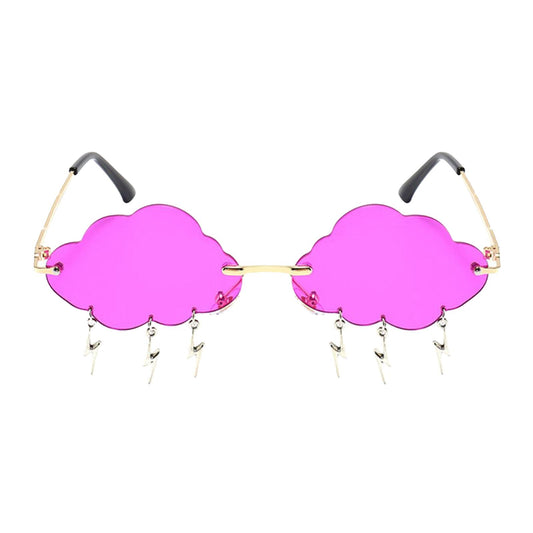 Cloud Sunglasses Lightning Tassel Pendants Colored Lens Eyewear Purple