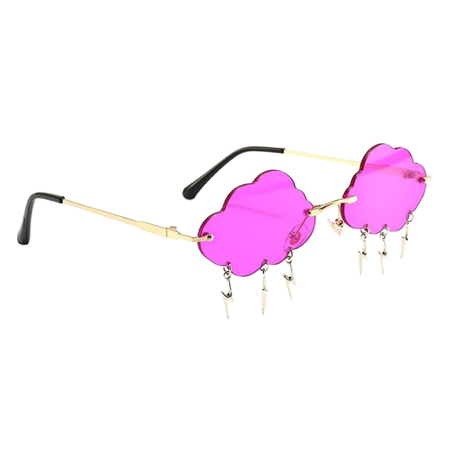 Cloud Sunglasses Lightning Tassel Pendants Colored Lens Eyewear Purple