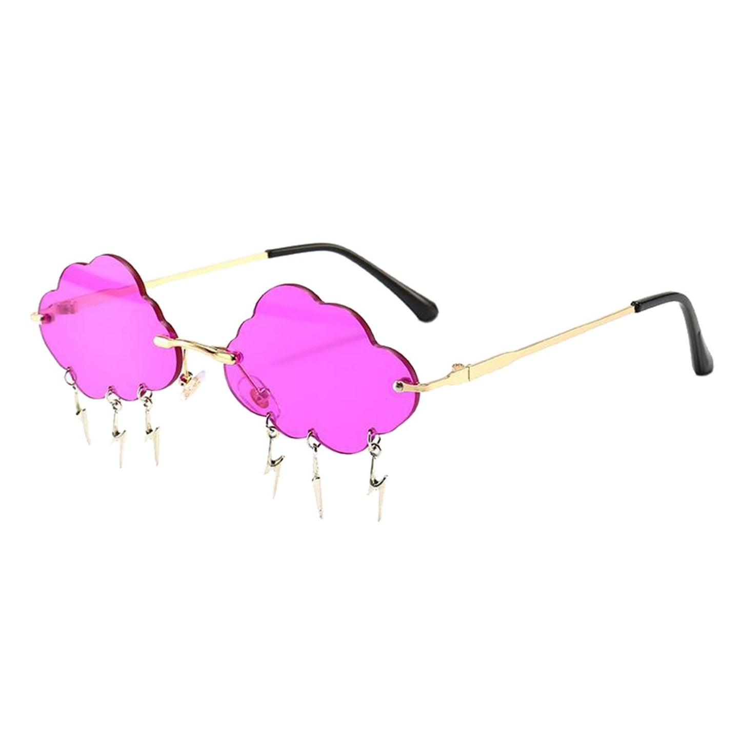Cloud Sunglasses Lightning Tassel Pendants Colored Lens Eyewear Purple