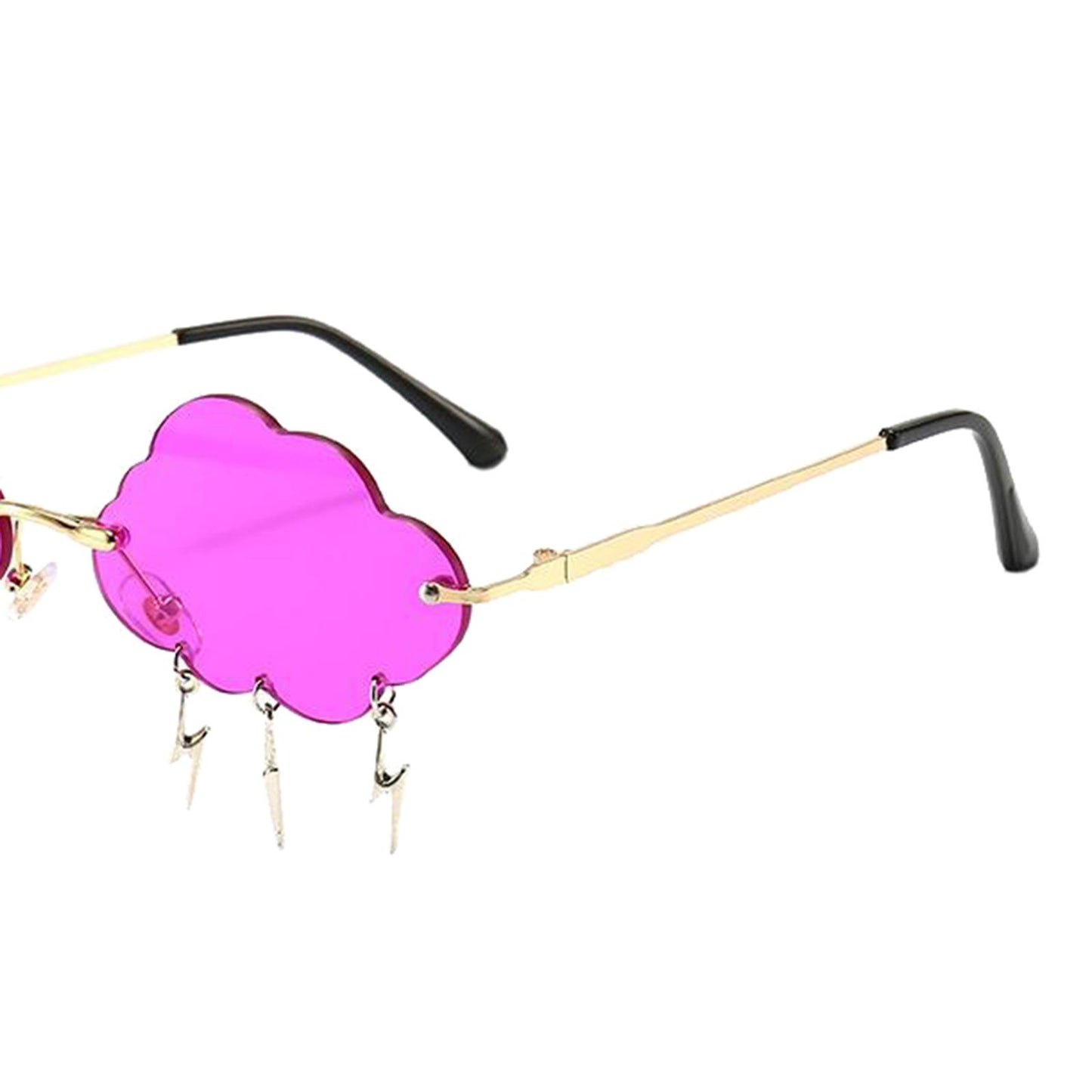 Cloud Sunglasses Lightning Tassel Pendants Colored Lens Eyewear Purple