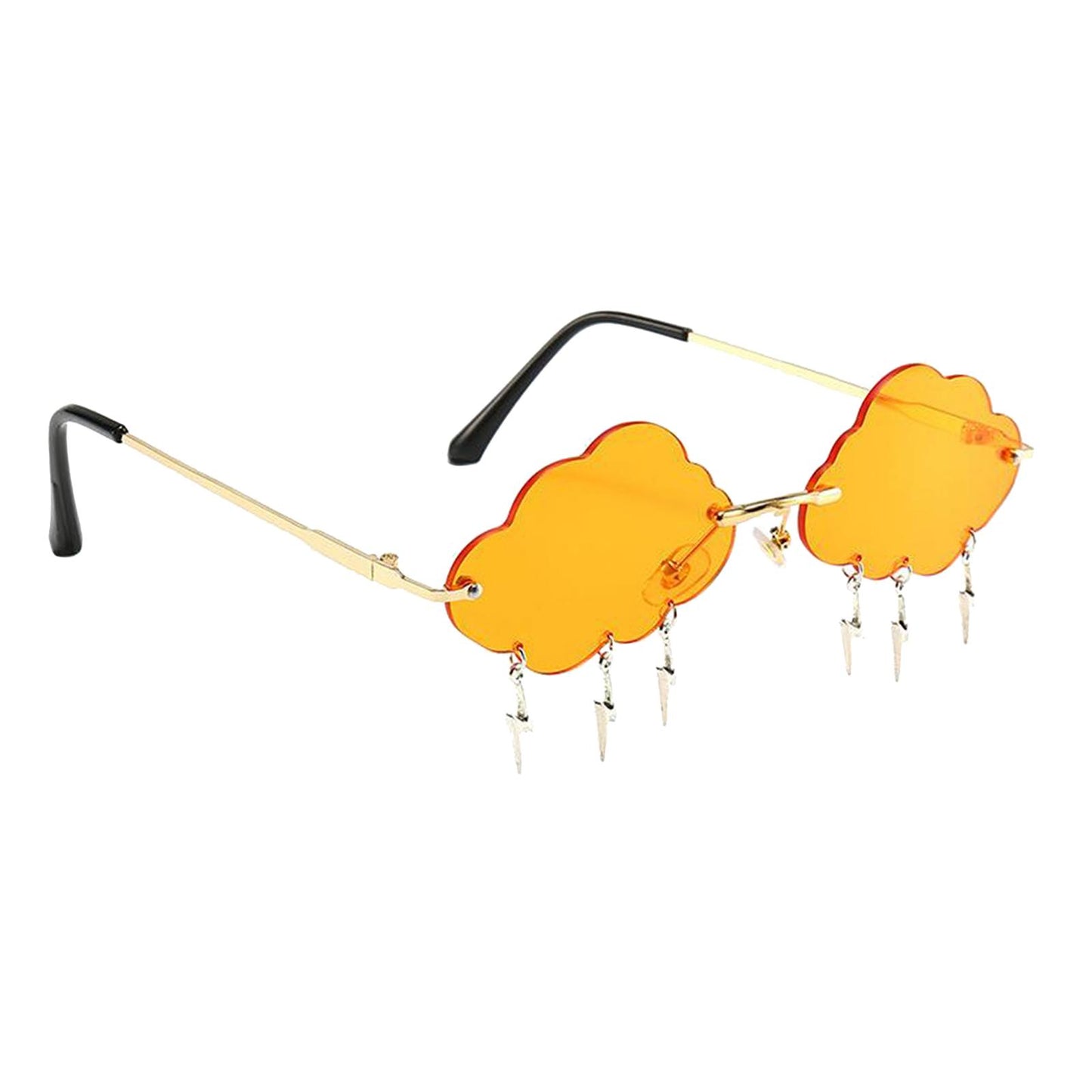 Cloud Sunglasses Lightning Tassel Pendants Colored Lens Eyewear Orange