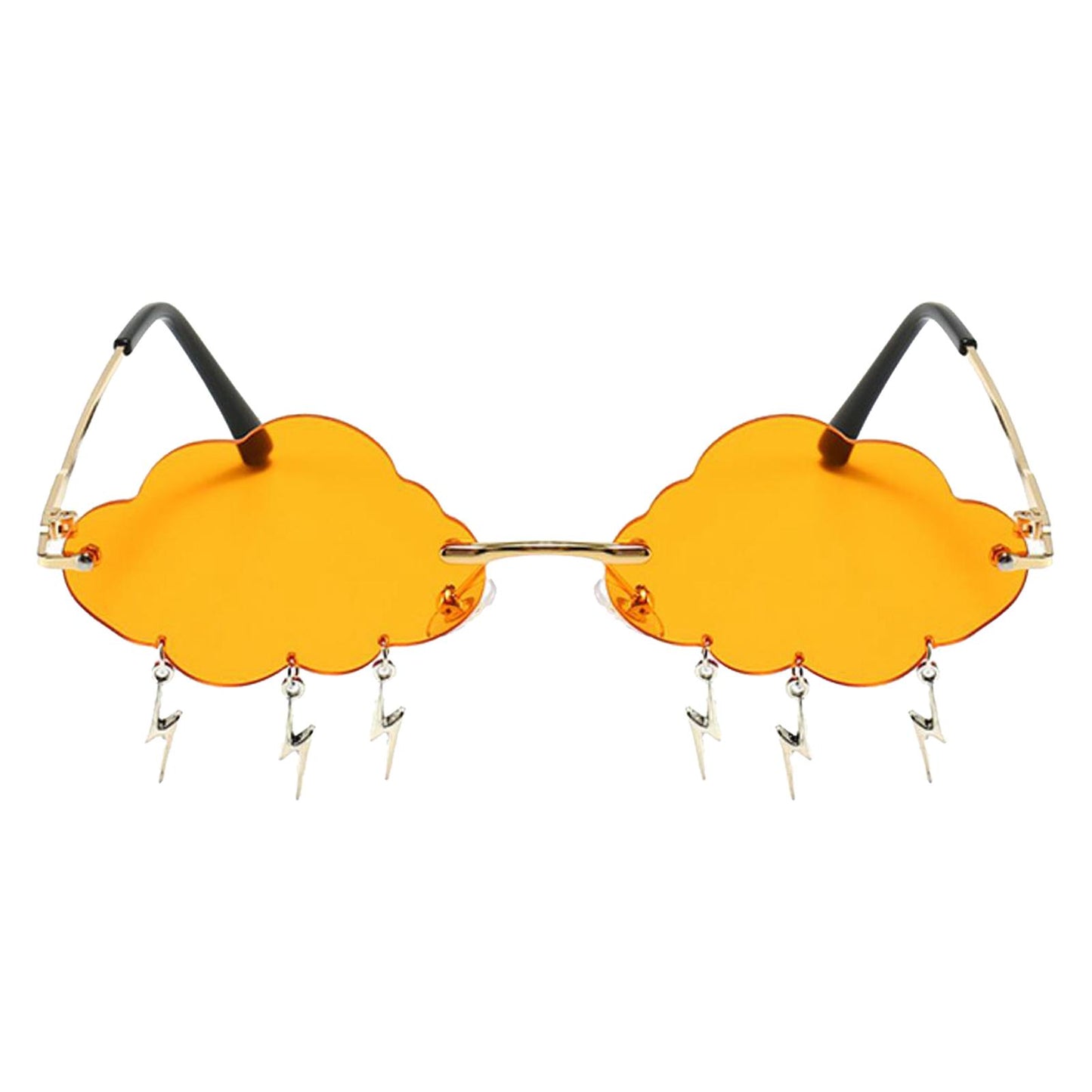 Cloud Sunglasses Lightning Tassel Pendants Colored Lens Eyewear Orange