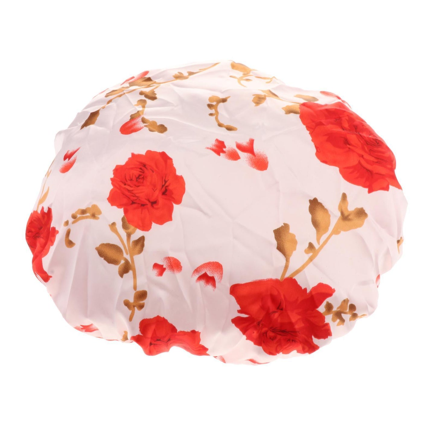 Satin Women Sleep Cap Night Wrap Elastic Sleeping Bonnet Safflower On White