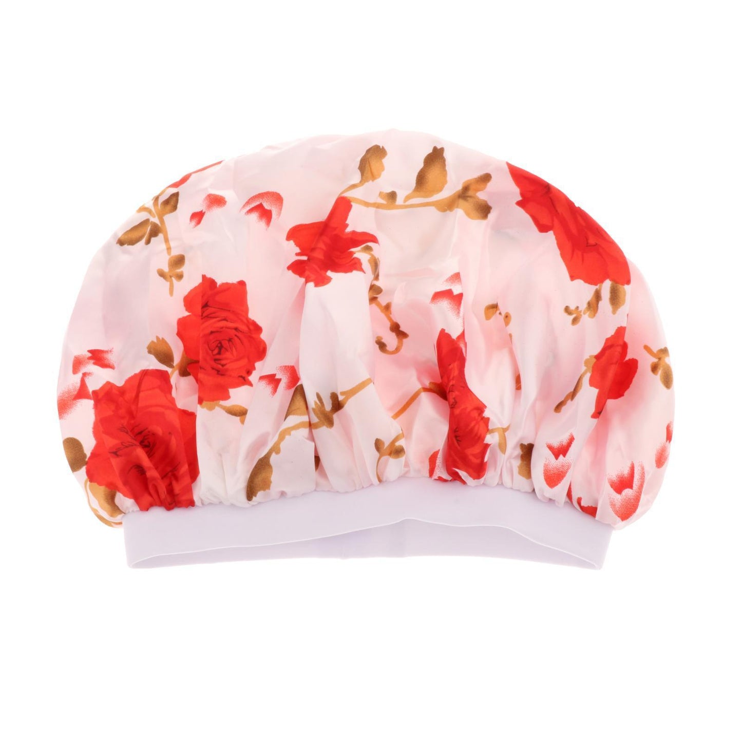 Satin Women Sleep Cap Night Wrap Elastic Sleeping Bonnet Safflower On White