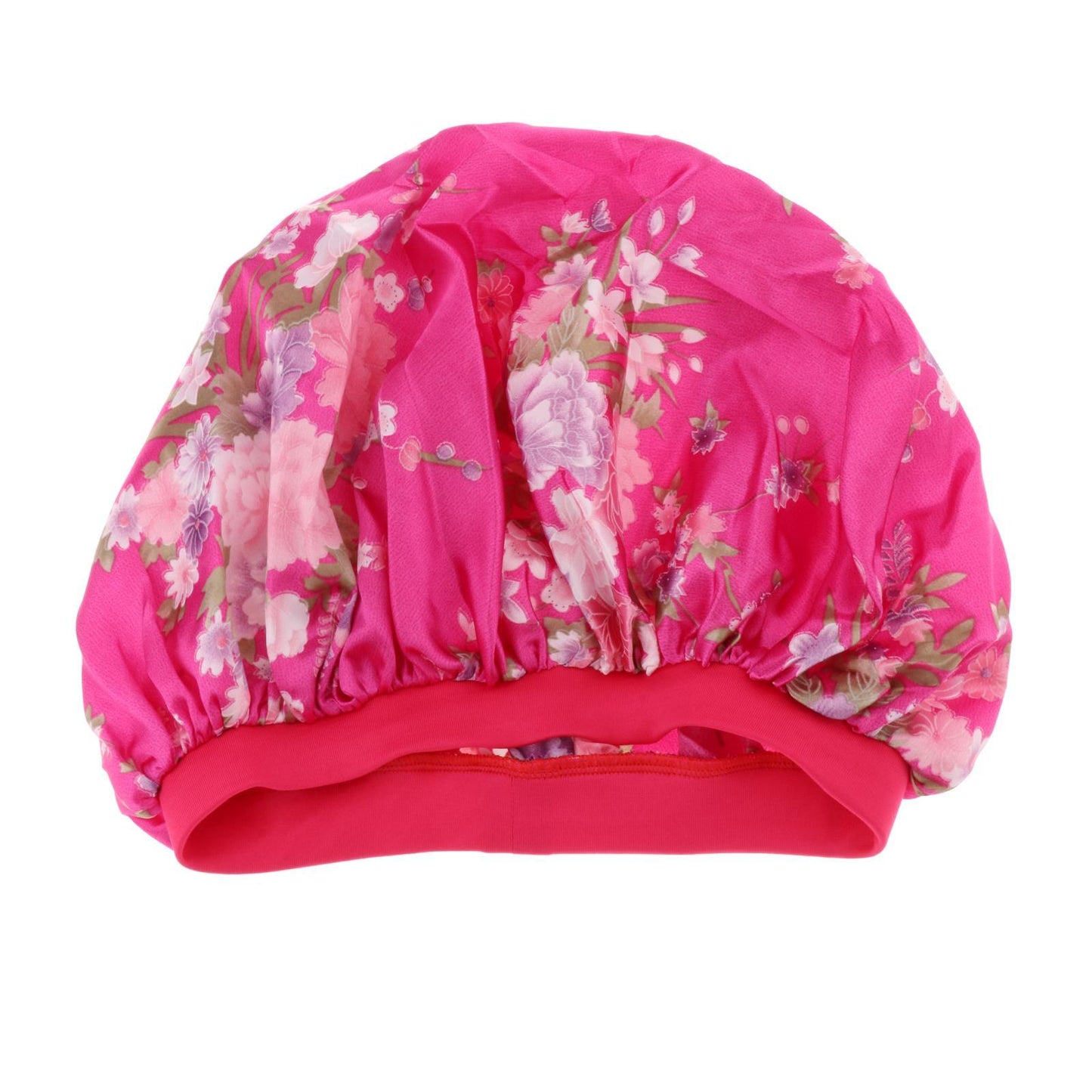 Satin Women Sleep Cap Night Wrap Elastic Sleeping Bonnet Rose Red