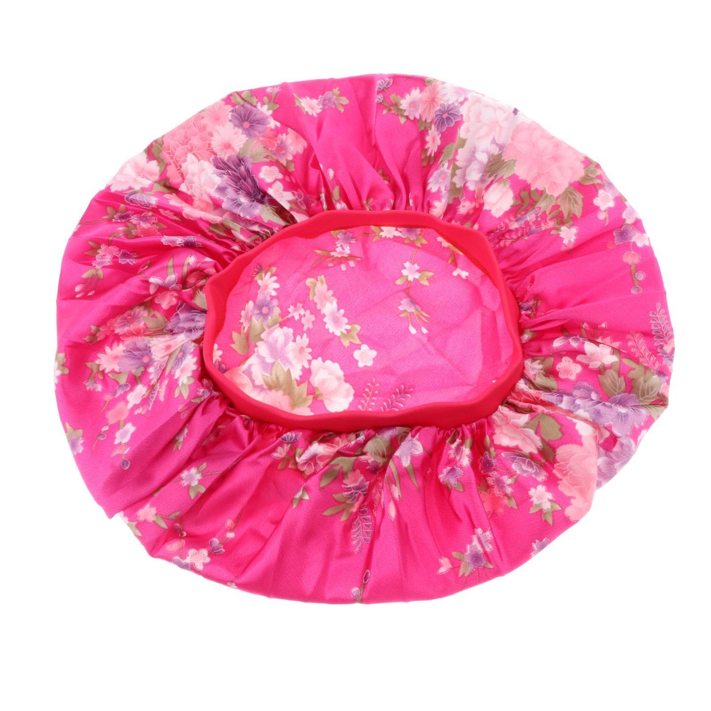 Satin Women Sleep Cap Night Wrap Elastic Sleeping Bonnet Rose Red