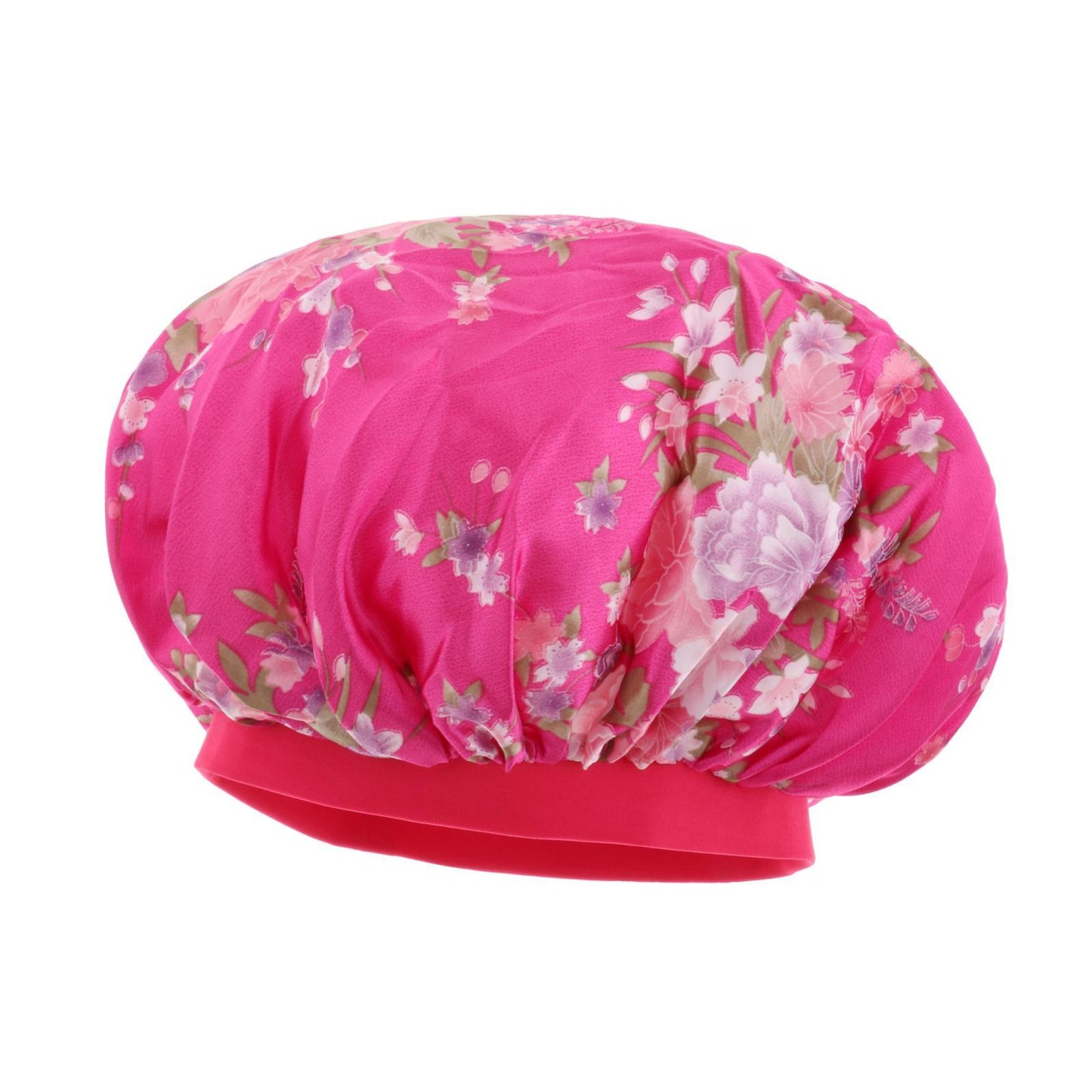 Satin Women Sleep Cap Night Wrap Elastic Sleeping Bonnet Rose Red
