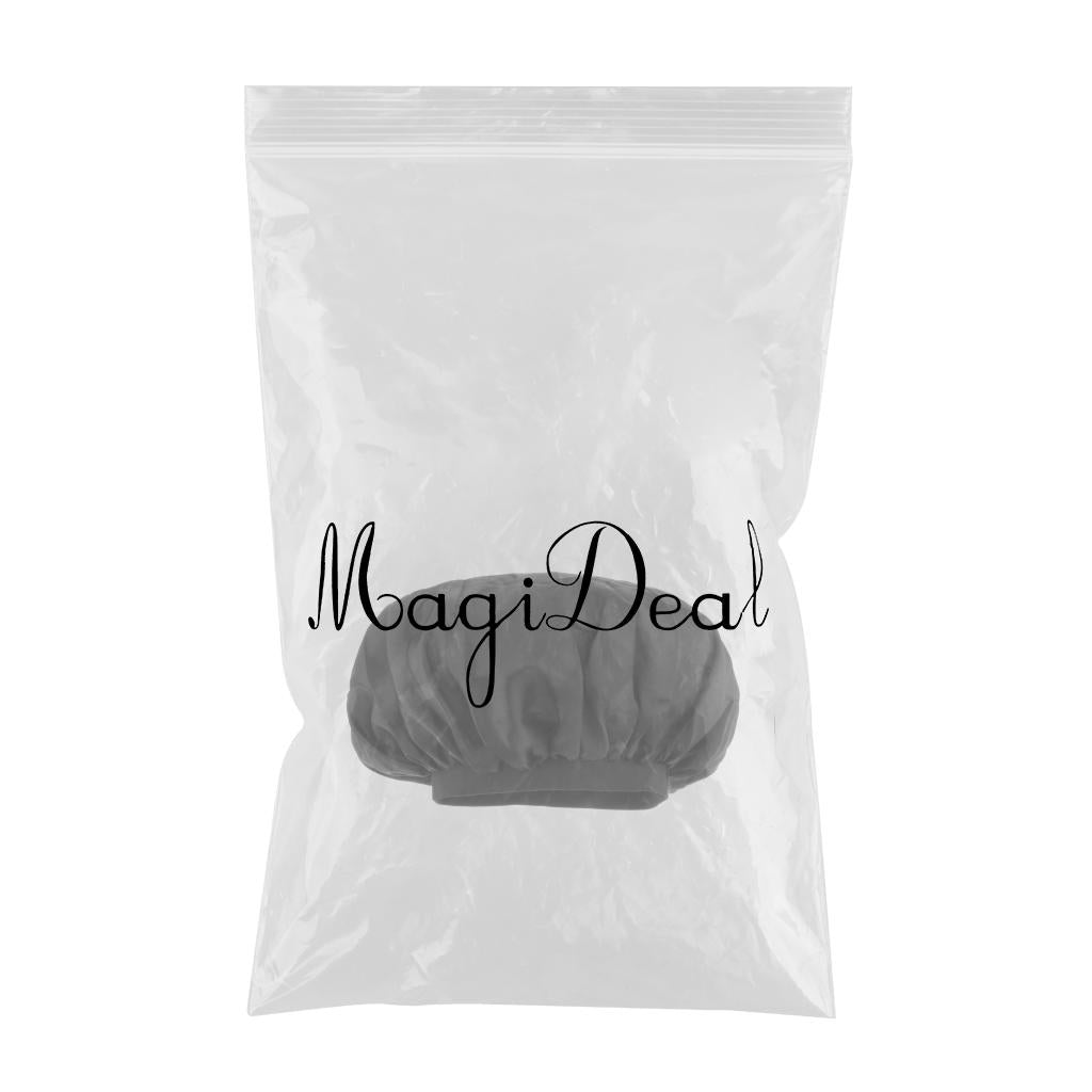 Satin Women Sleep Cap Night Wrap Elastic Sleeping Bonnet Black